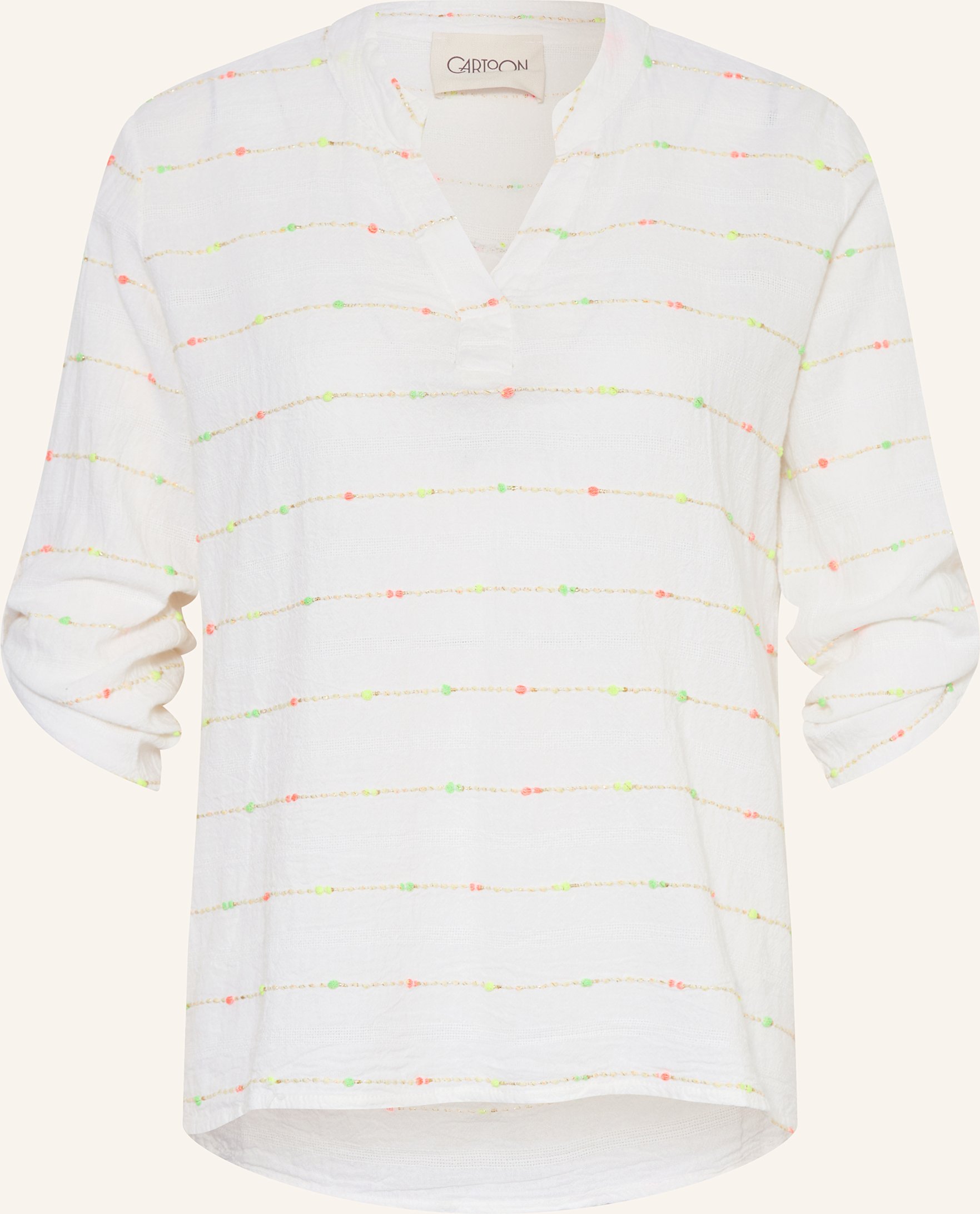 Thumbnail - Cartoon Blusenshirt Mit 3/4-Arm Und Glitzergarn weiss