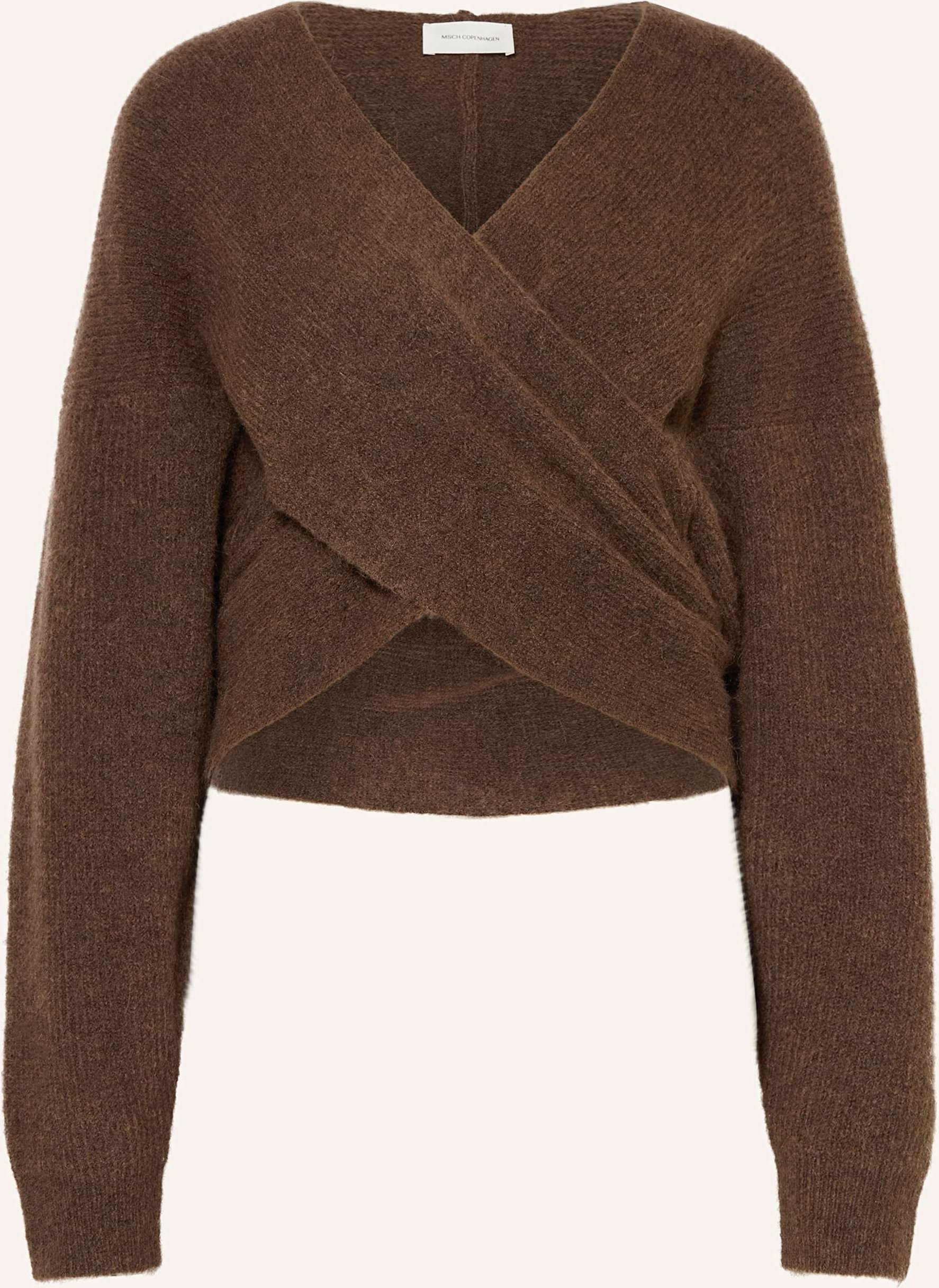 Thumbnail - Msch Copenhagen Pullover Mschzinelle Hope In Wickeloptik braun