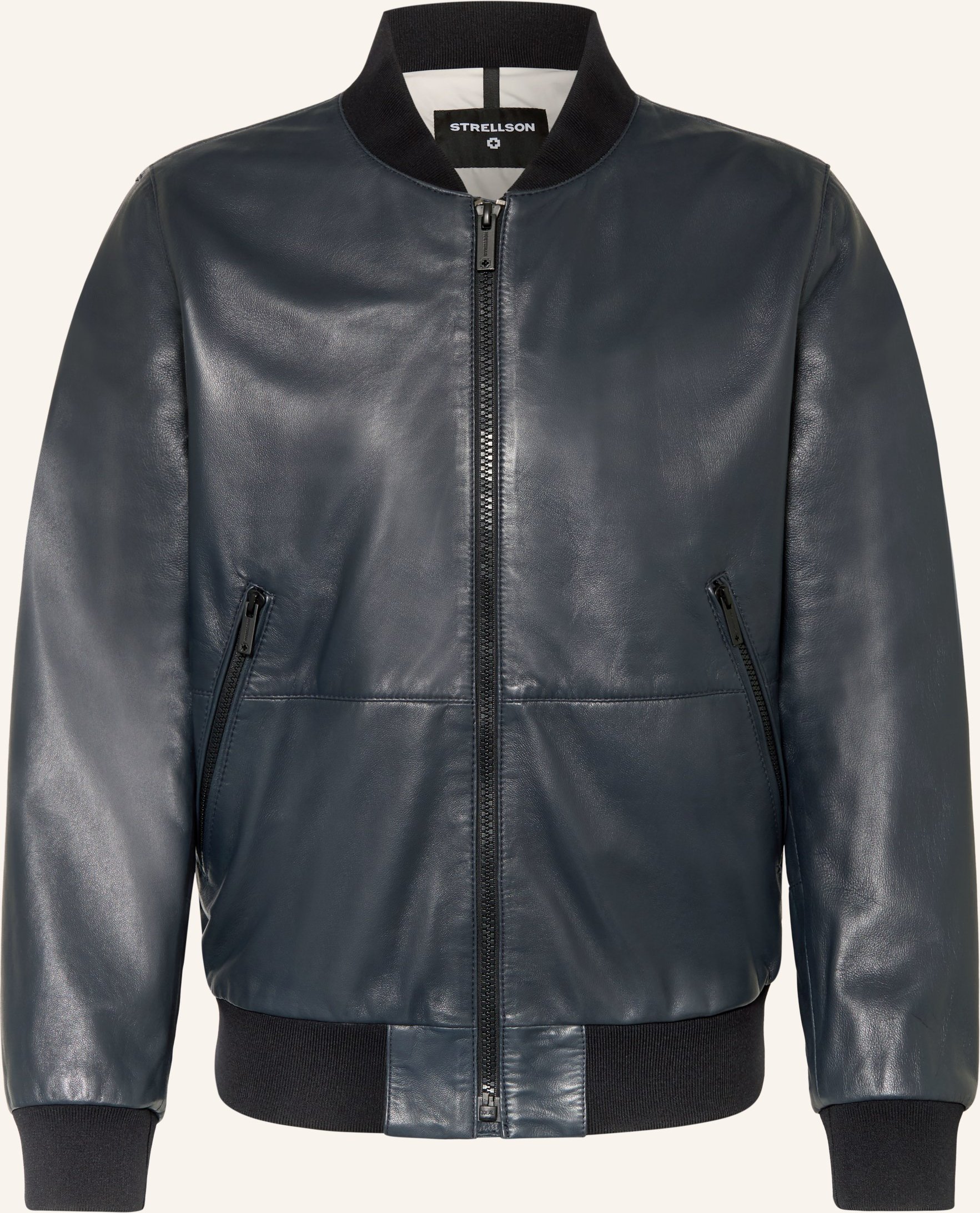 Strellson Lederblouson Boston blau