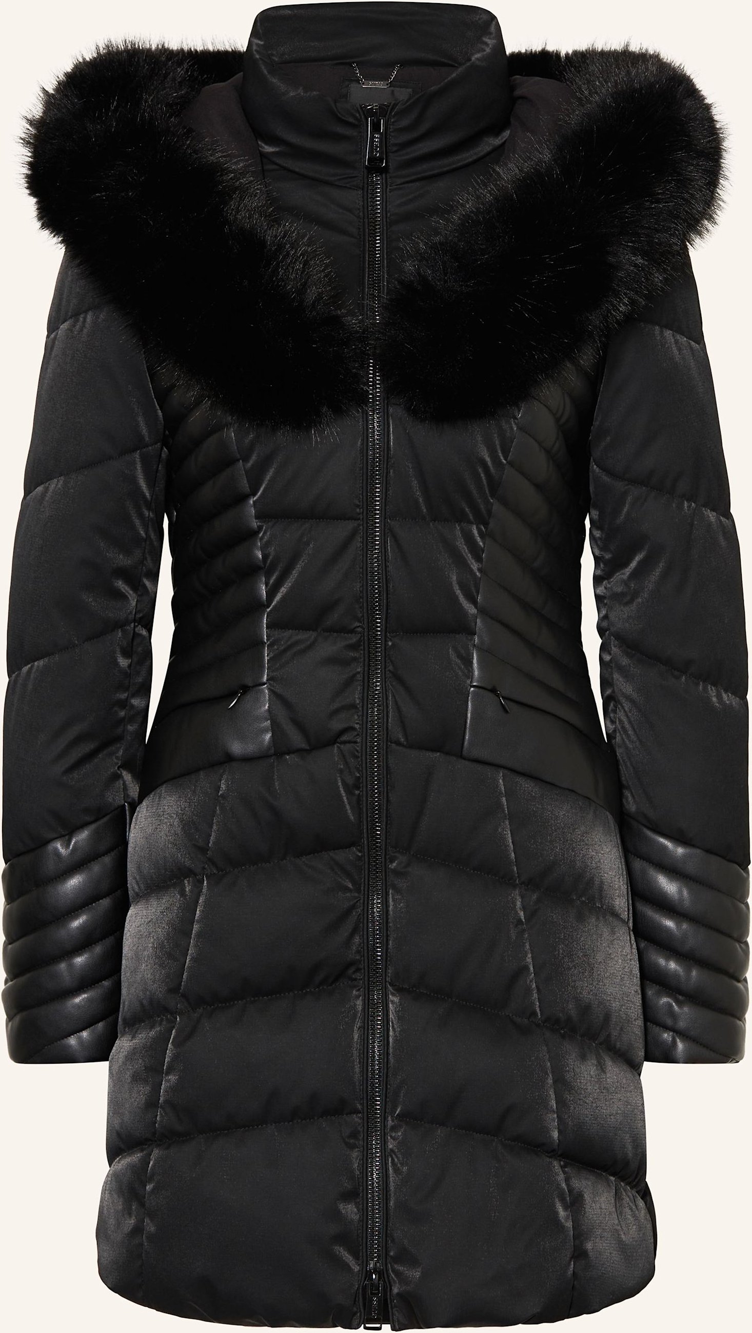 Guess Steppjacke New Oxana Im Materialmix Mit Abnehmbarem Kunstfell schwarz