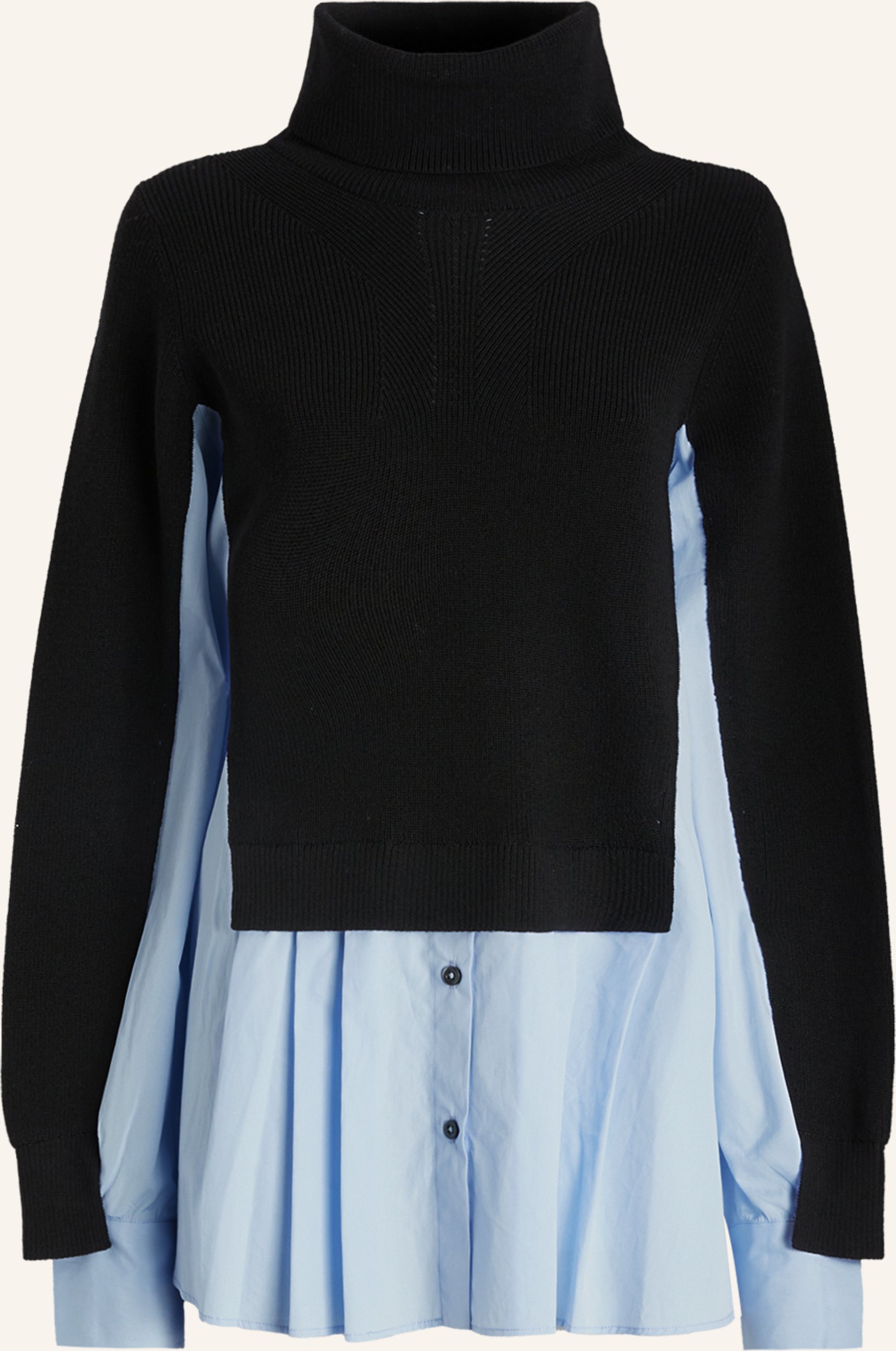 Thumbnail - High Rollkragenpullover Heart-Bit Im Materialmix blau