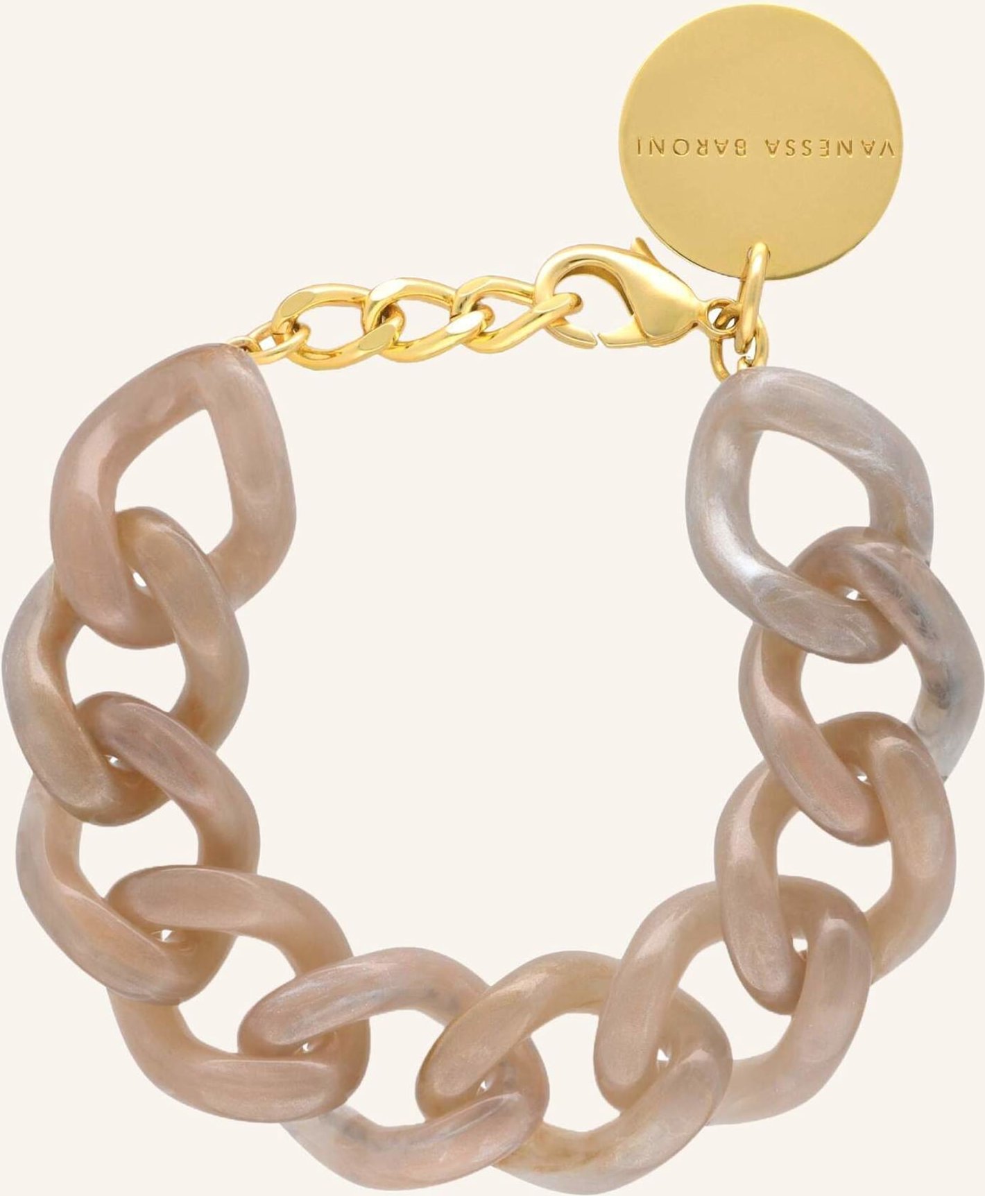 Vanessa Baroni Armband Mini Flat Chain Bracelet Biancone Marble By Glambou gold