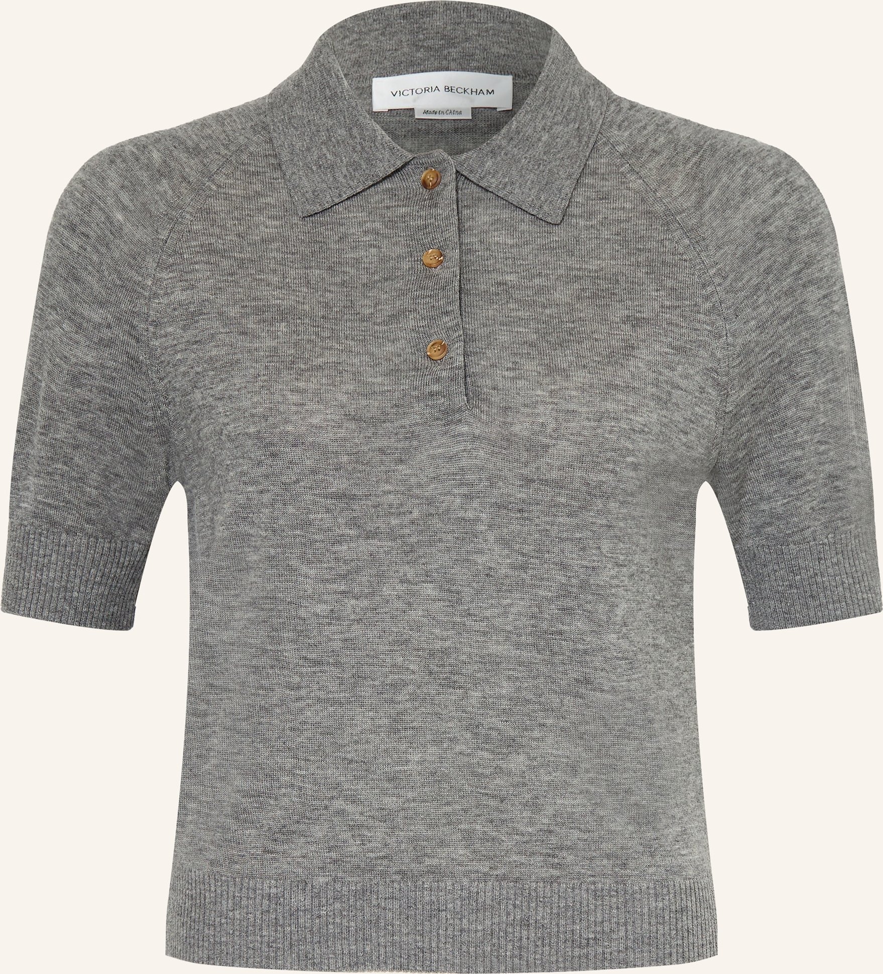 Victoria Beckham Strick-Poloshirt grau