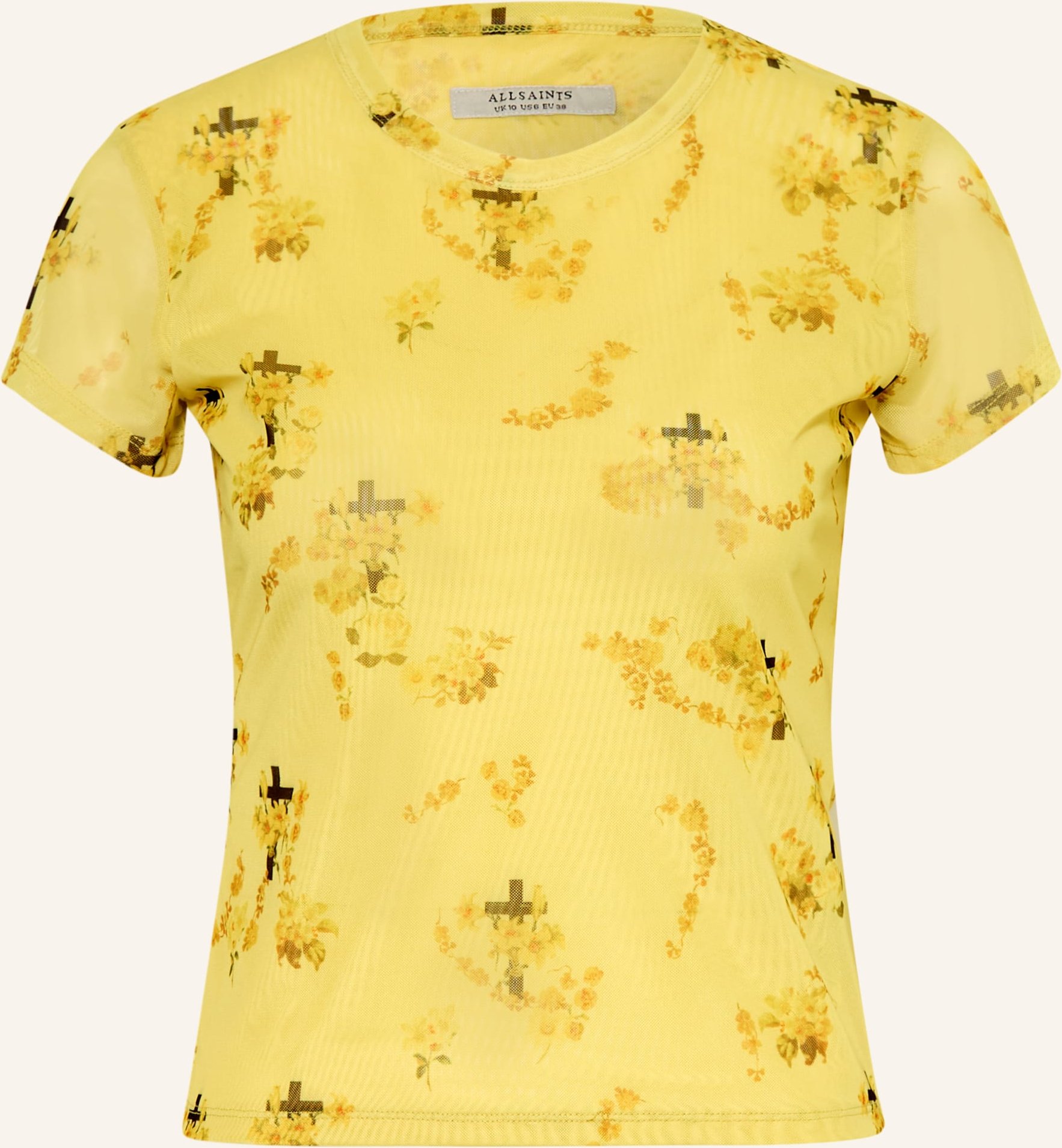 Allsaints T-Shirt Ellie Aus Mesh gelb