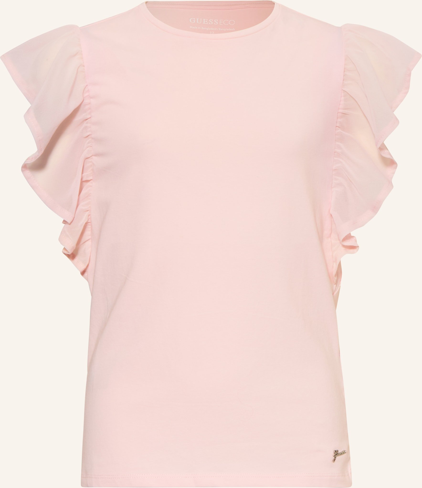 Guess Blusentop Im Materialmix Mit Rüschen rosa