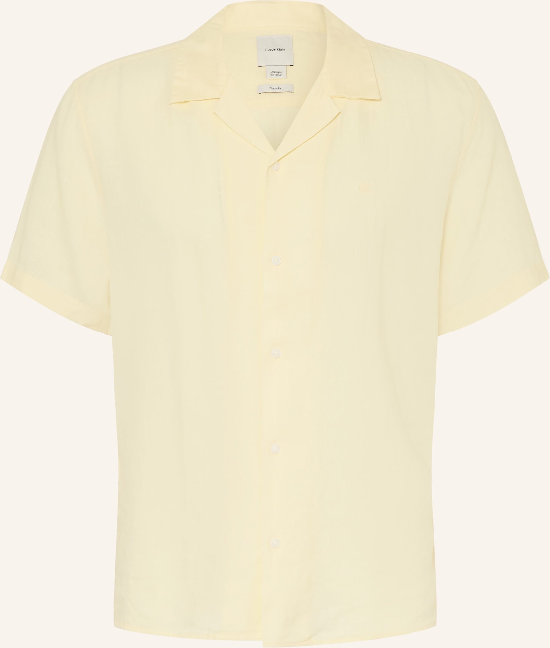 Calvin Klein Resorthemd Classic Fit Mit Leinen gelb