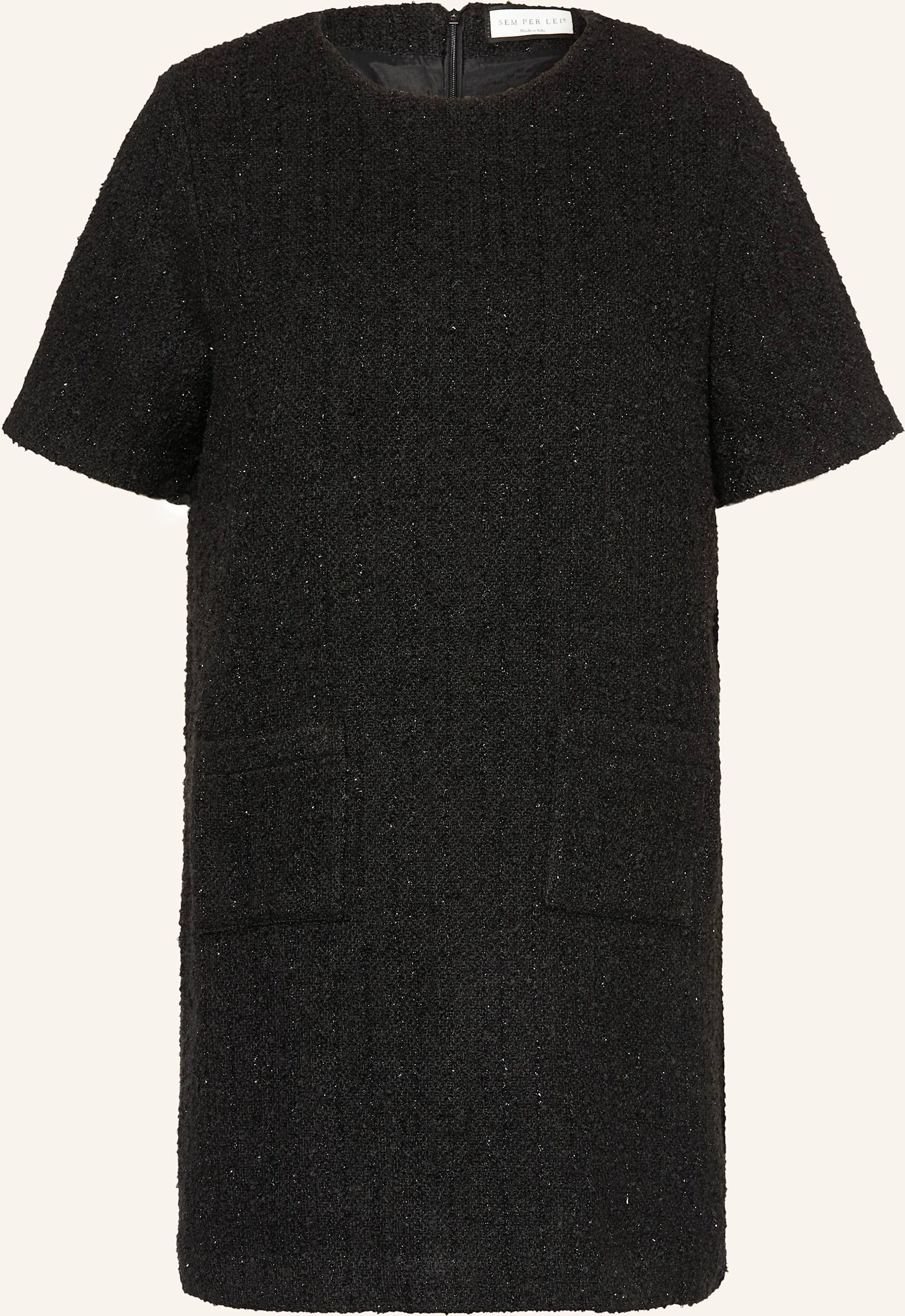 Thumbnail - Sem Per Lei Bouclé-Kleid Mit Glitzergarn schwarz