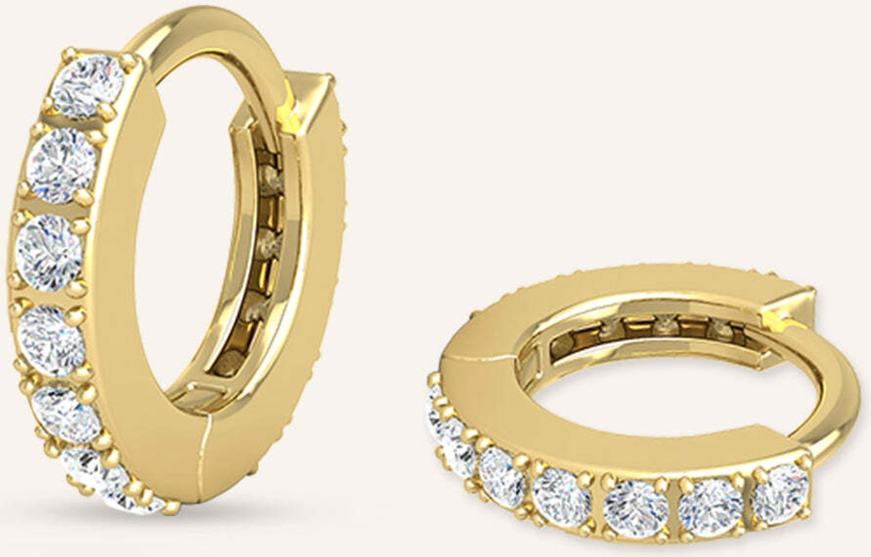 Veynou Creolen Mini Huggies Aus 14 Karat Gelbgold Und 0,33ct. Diamanten gold