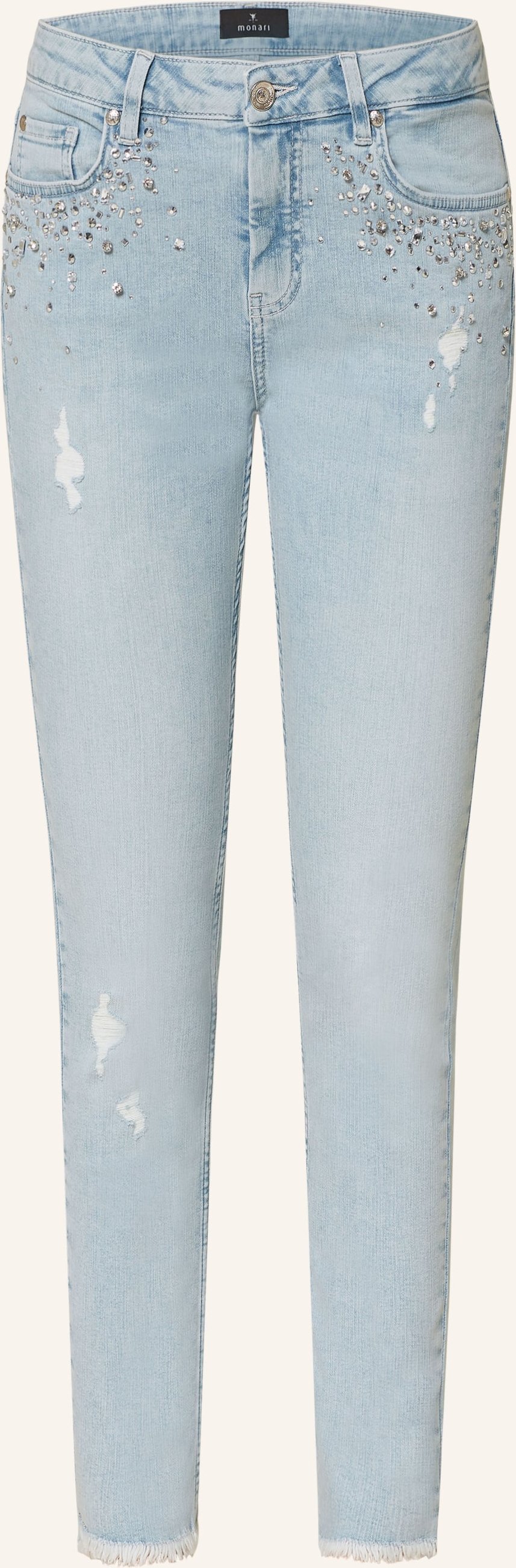 Monari Skinny Jeans Mit Schmucksteinen blau
