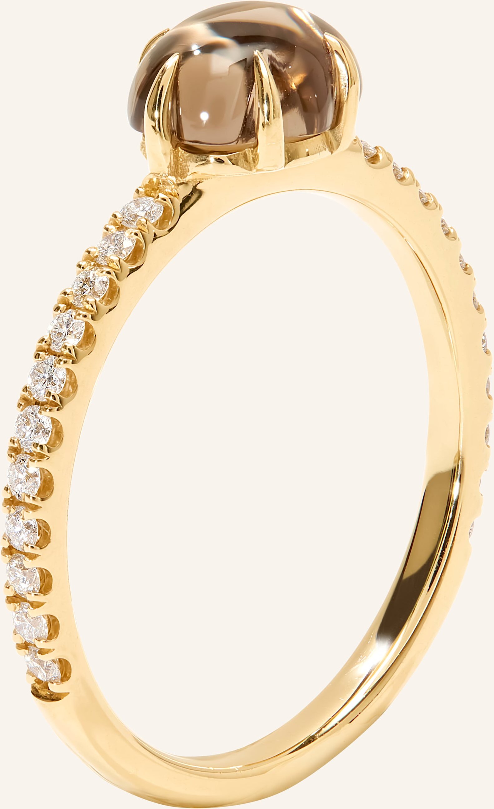 Vieri Ring Wolke Rauchquarz Brillant Pavé Mittelgroß gold