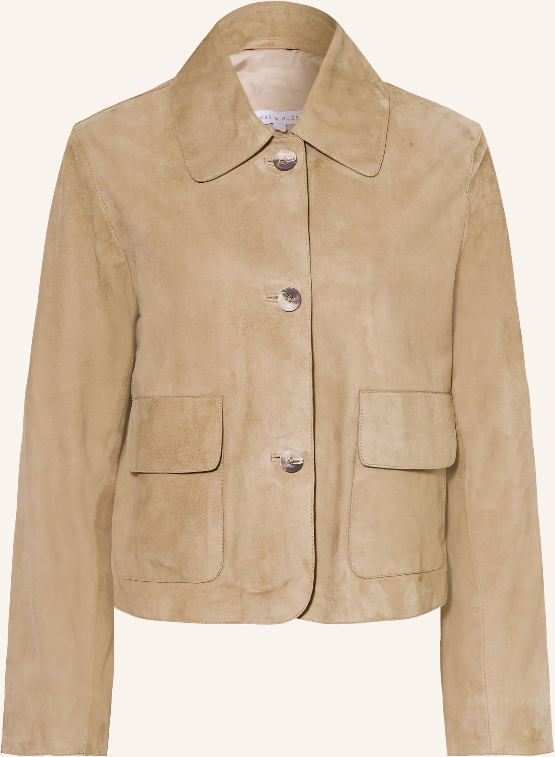 Mrs & Hugs Lederjacke beige