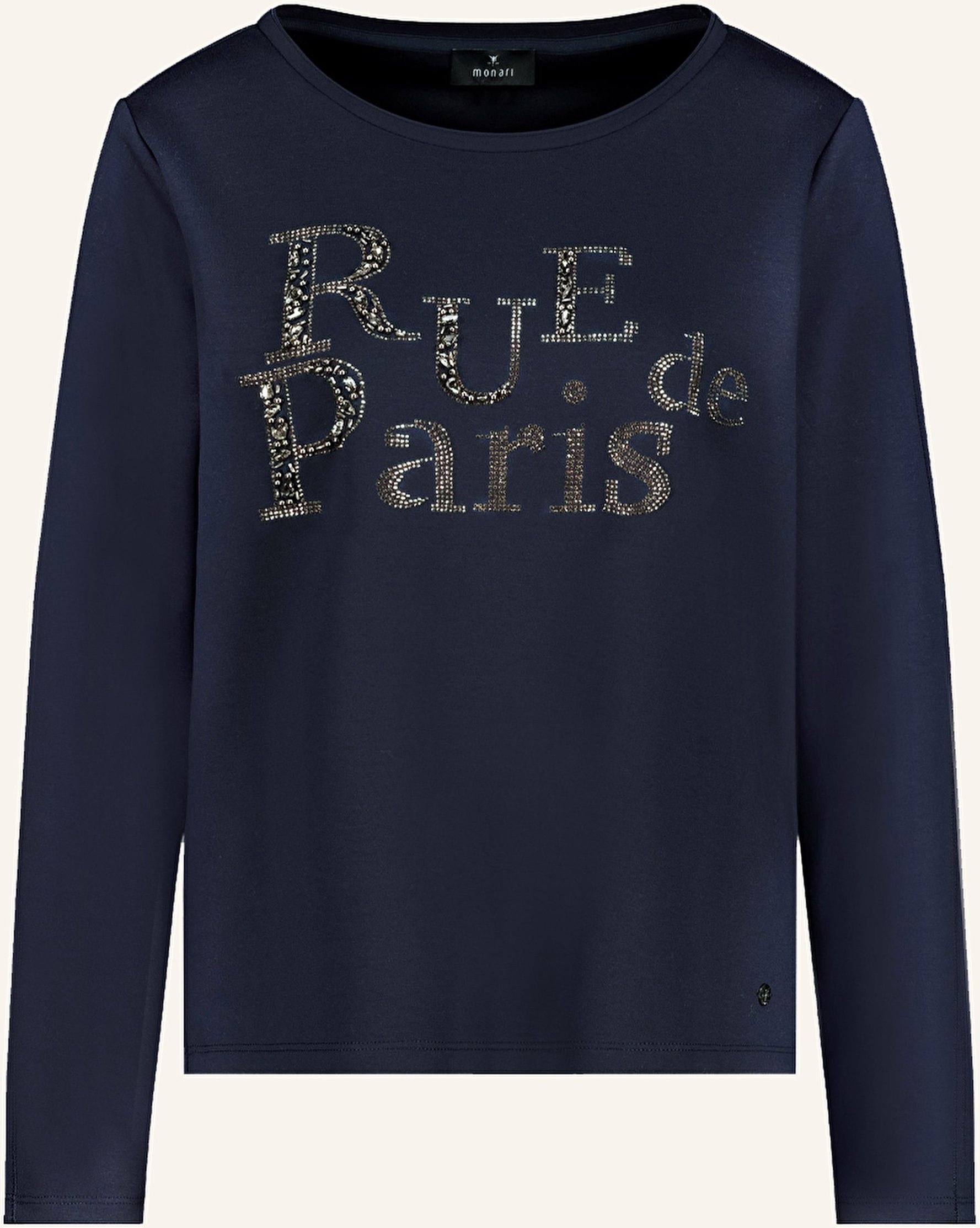 Monari Longsleeve Mit Schmucksteinen grau