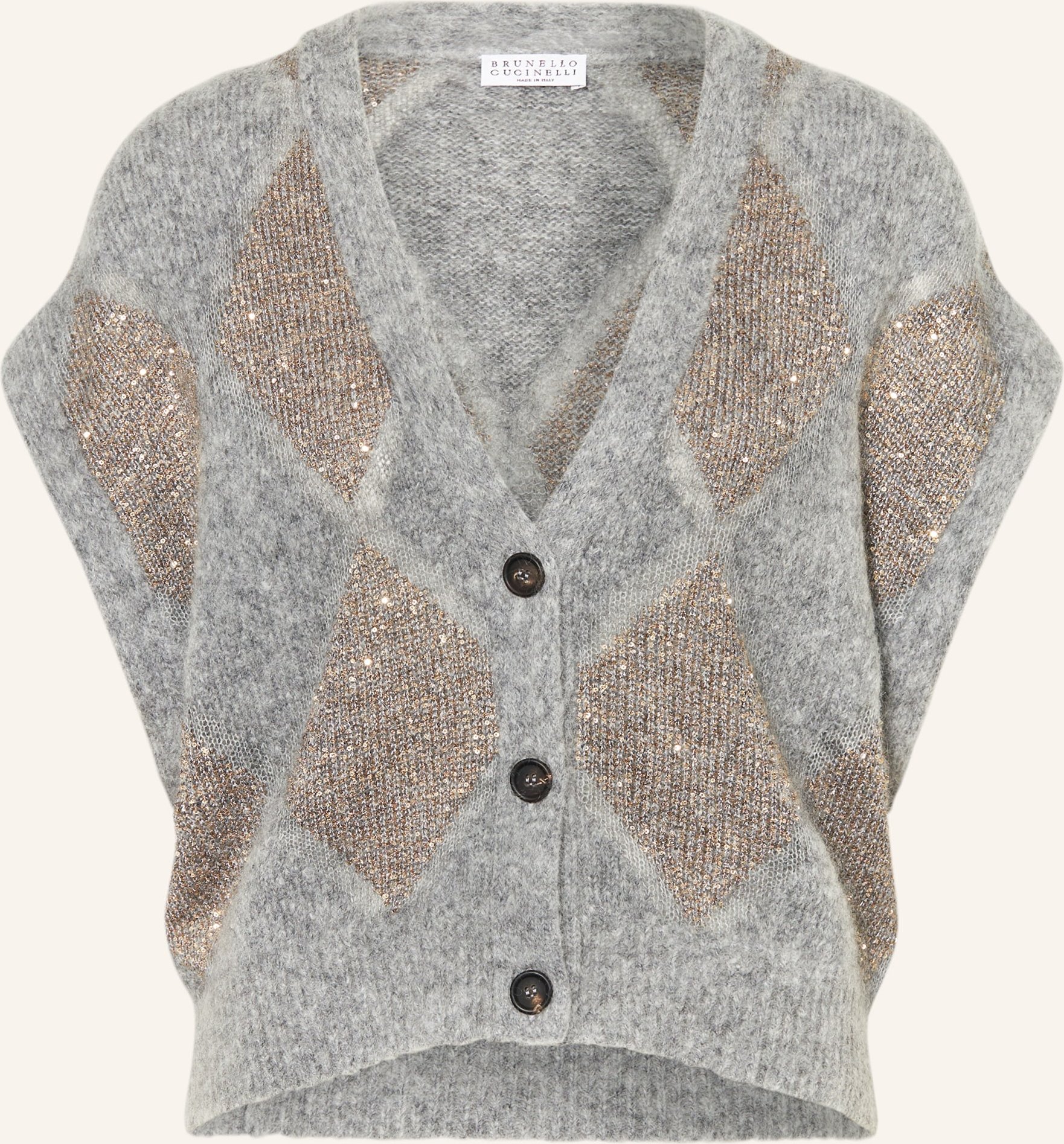 Brunello Cucinelli Strickweste Mit Mohair Und Pailletten grau