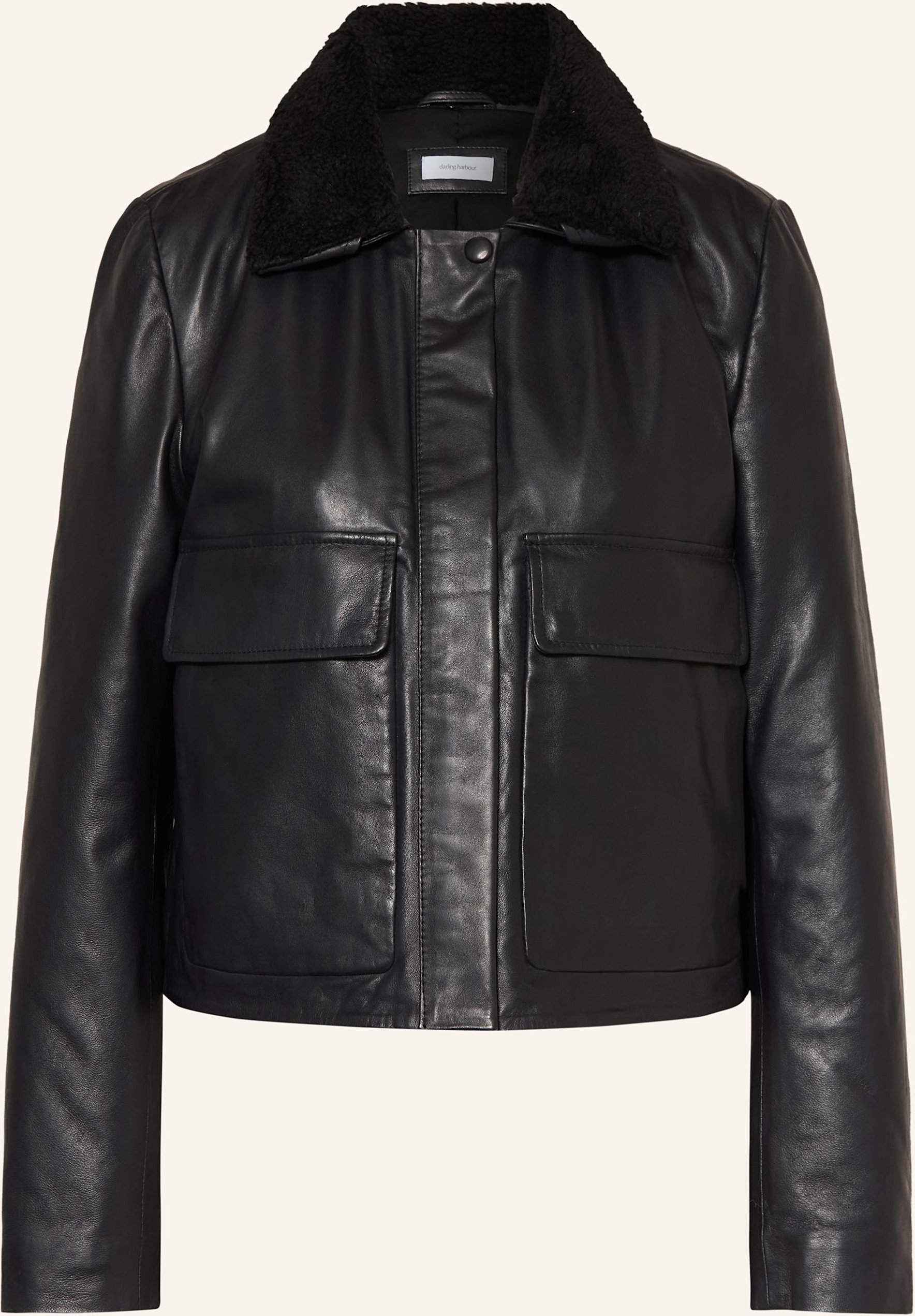 Thumbnail - Darling Harbour Lederjacke Mit Abnehmbarem Teddyfell schwarz