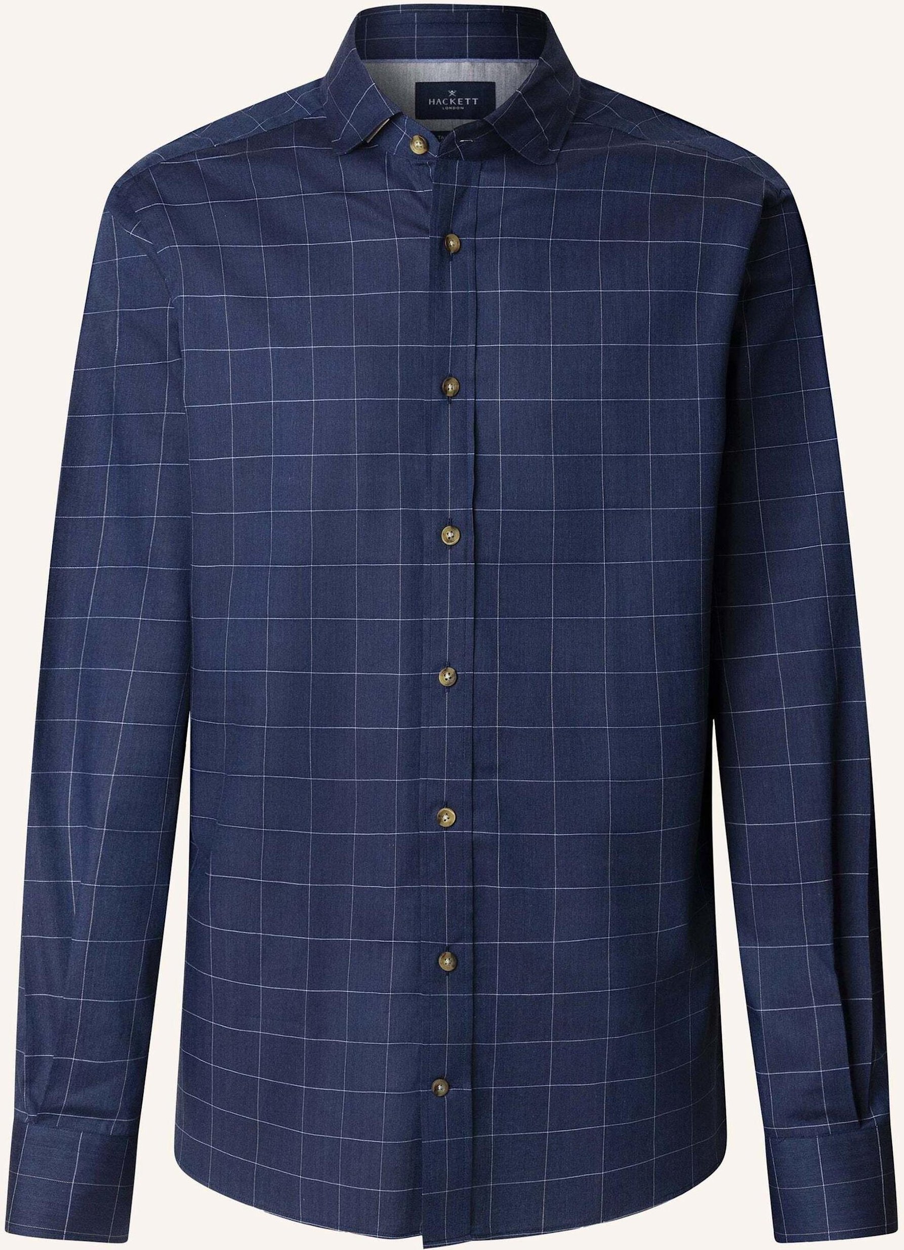Hackett London Freizeithemd Flannel Windowpane blau