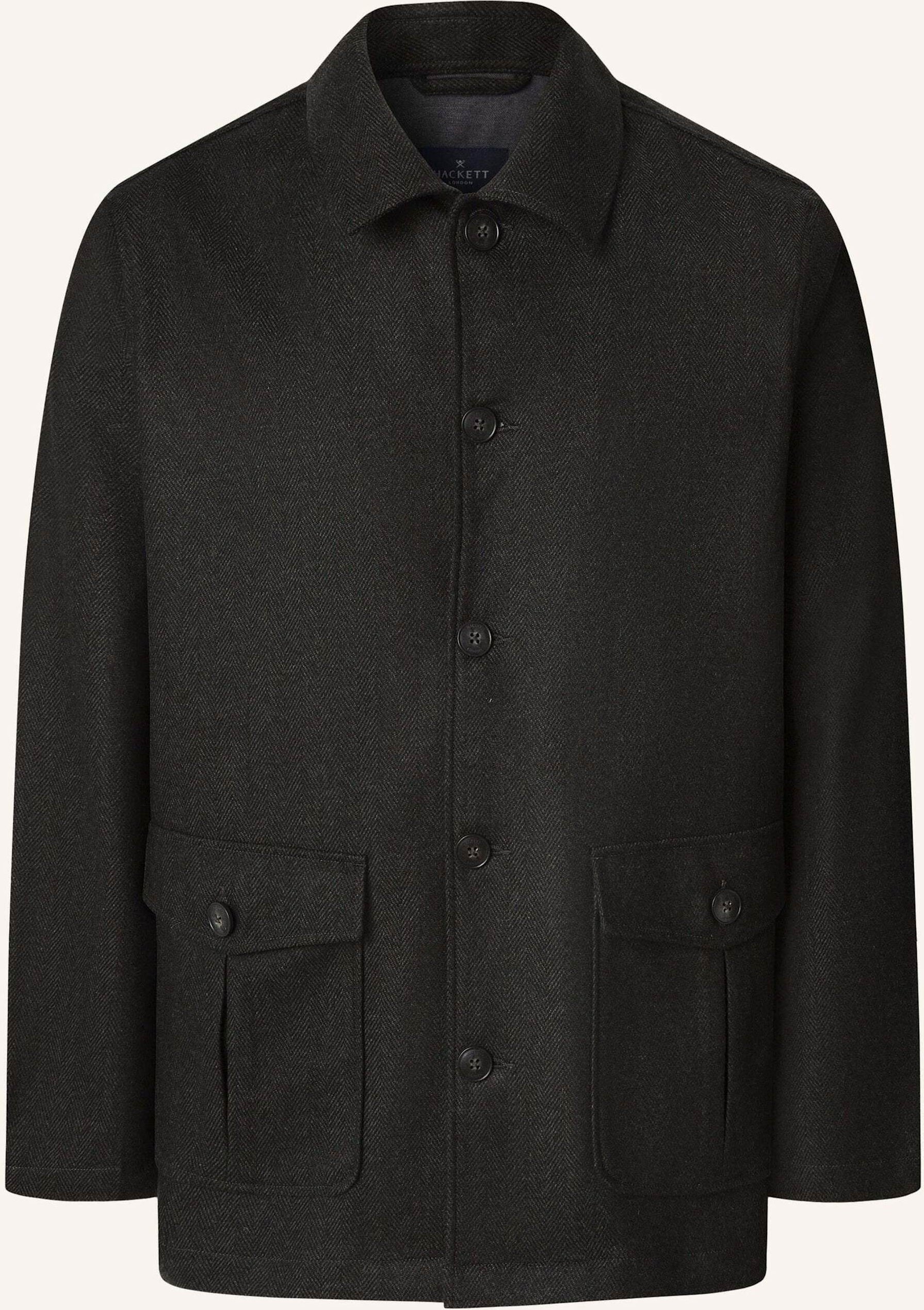 Hackett London Fieldjacket Hbone Flan Overshirt gruen