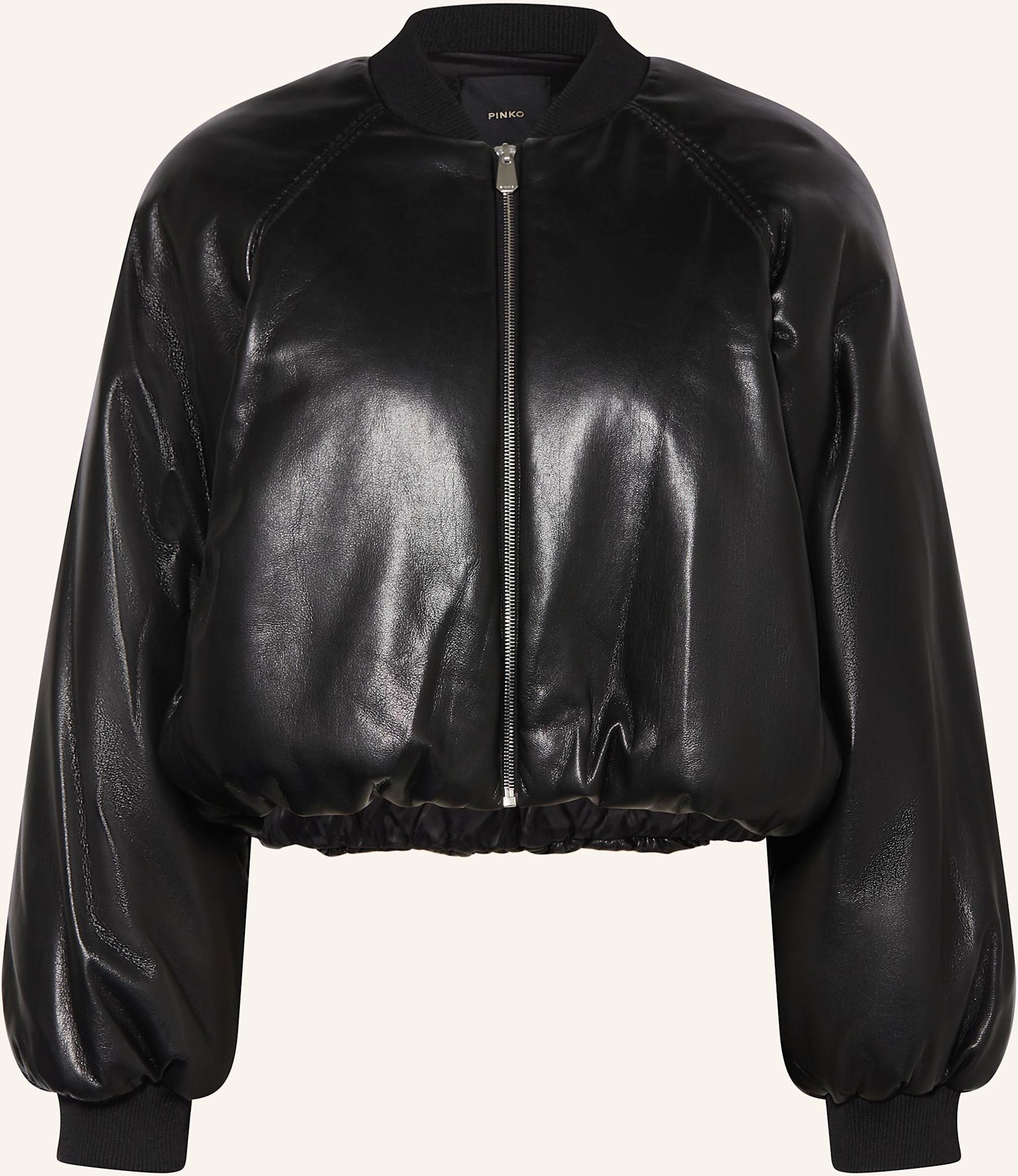 Thumbnail - Pinko Blouson Brodo In Lederoptik schwarz