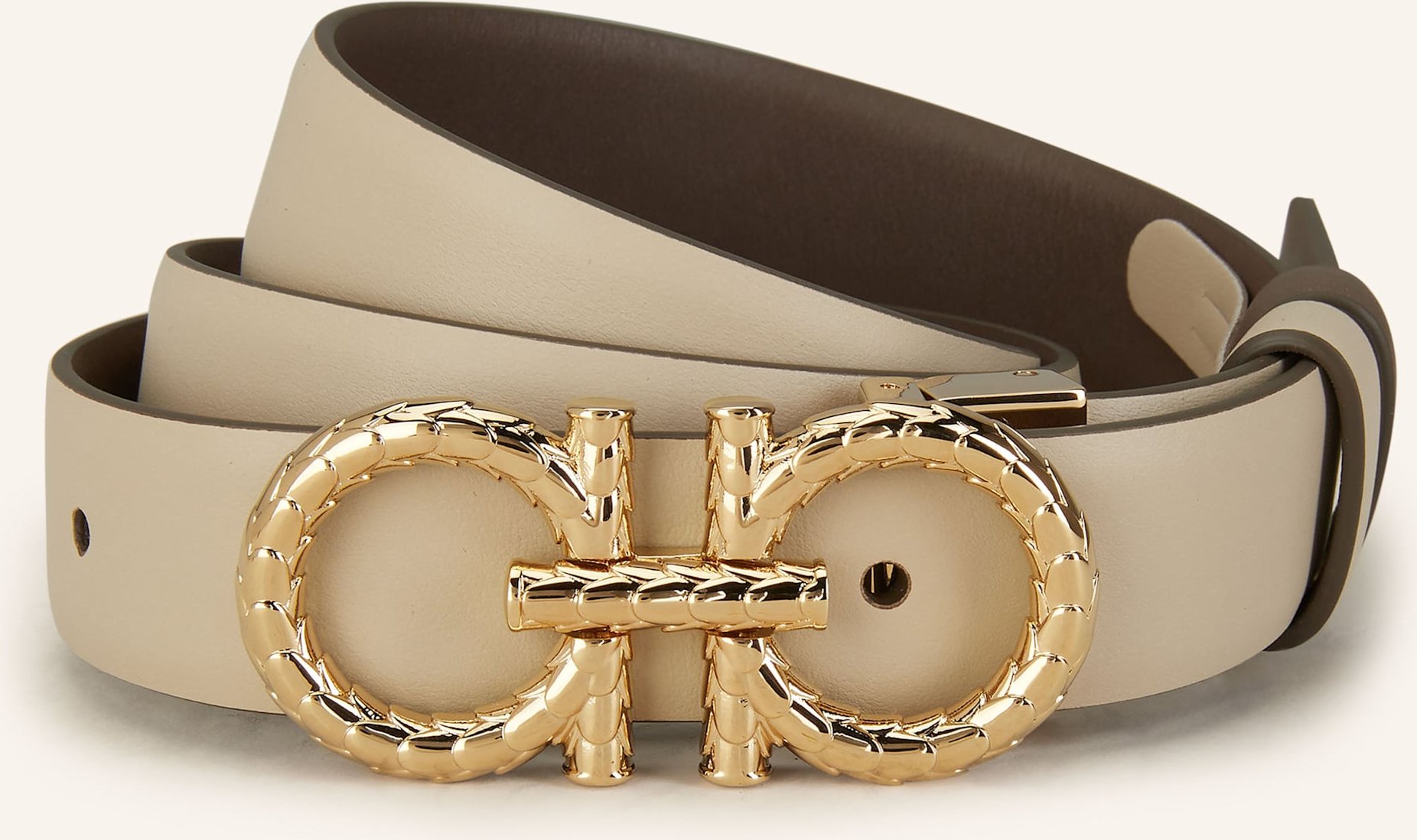 Thumbnail - Ferragamo Ledergürtel beige