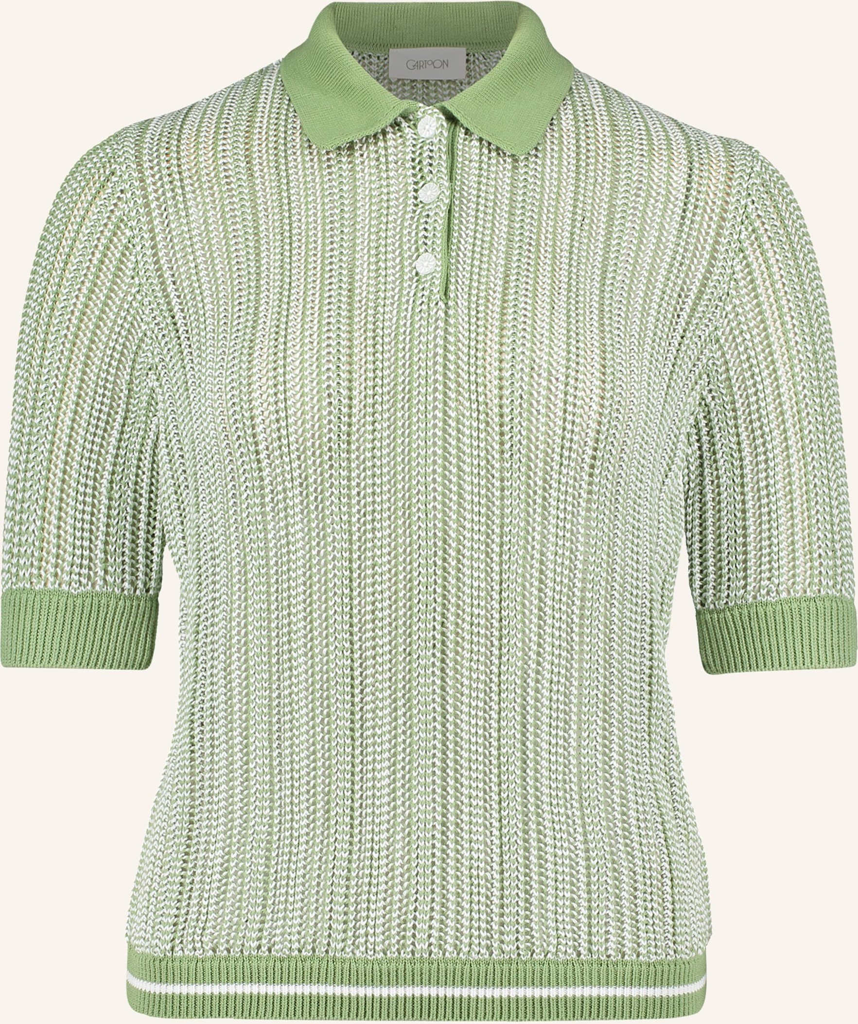 Cartoon Strick-Poloshirt gruen