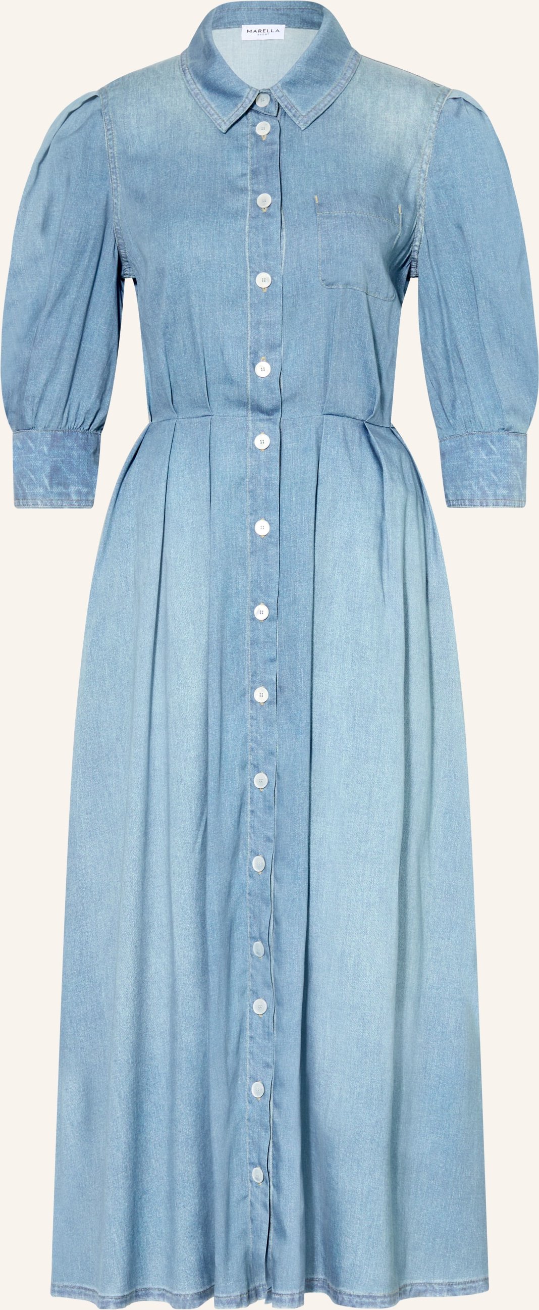 Marella Hemdblusenkleid Mlscerchia In Jeansoptik Mit 3/4-Arm blau