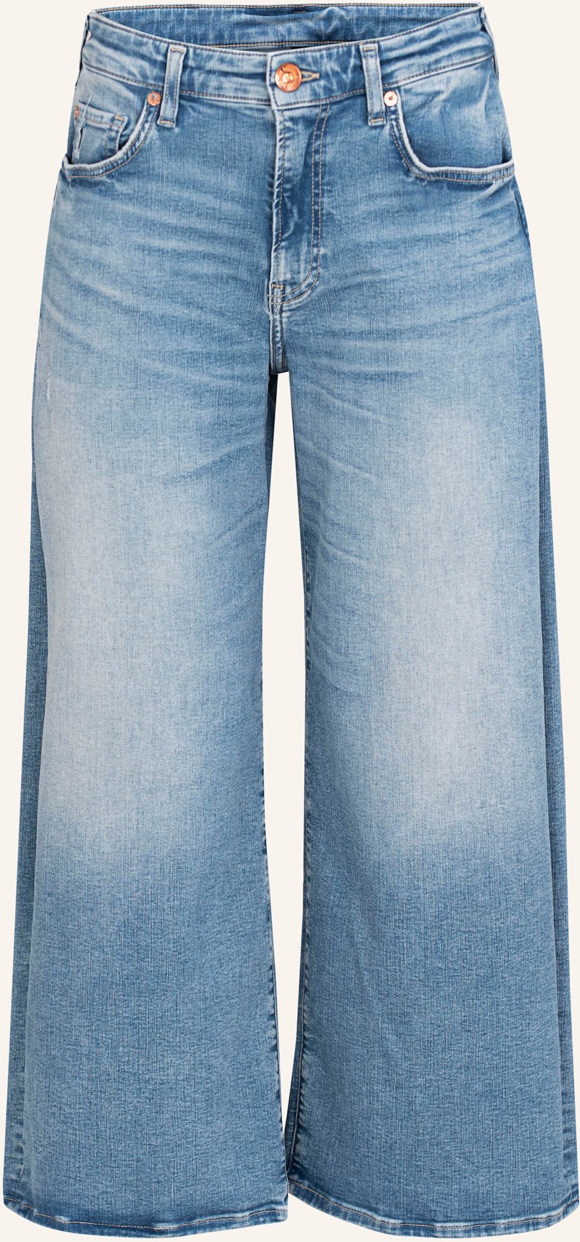 True Religion Wide Leg Jeans Volume Crop blau