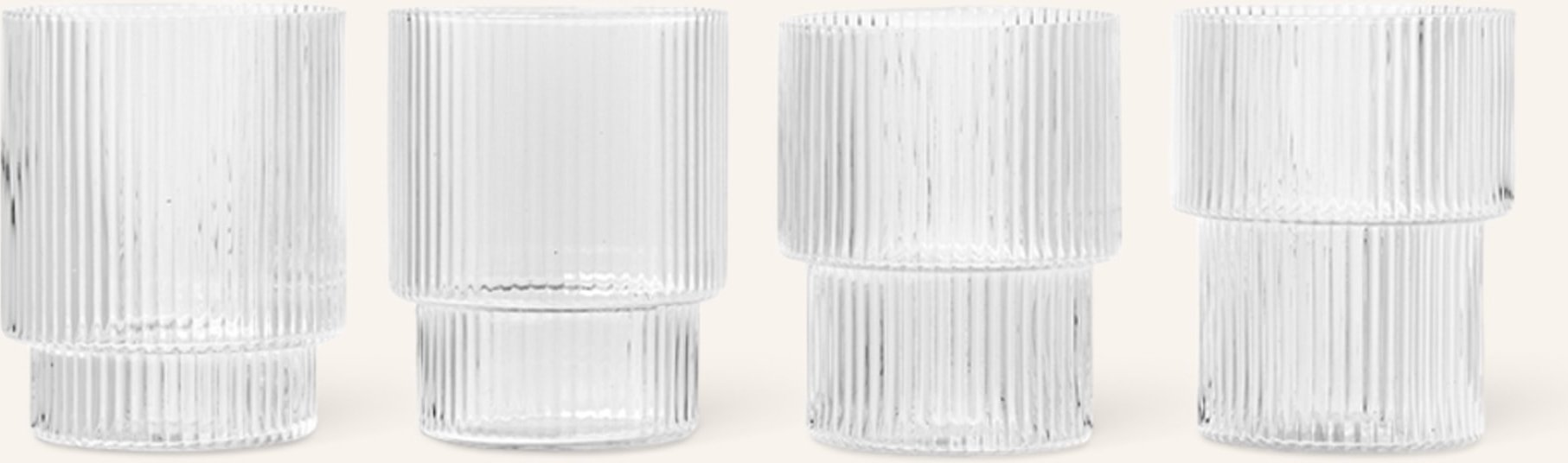 Ferm Living 4er-Set Trinkgläser Ripple transparent
