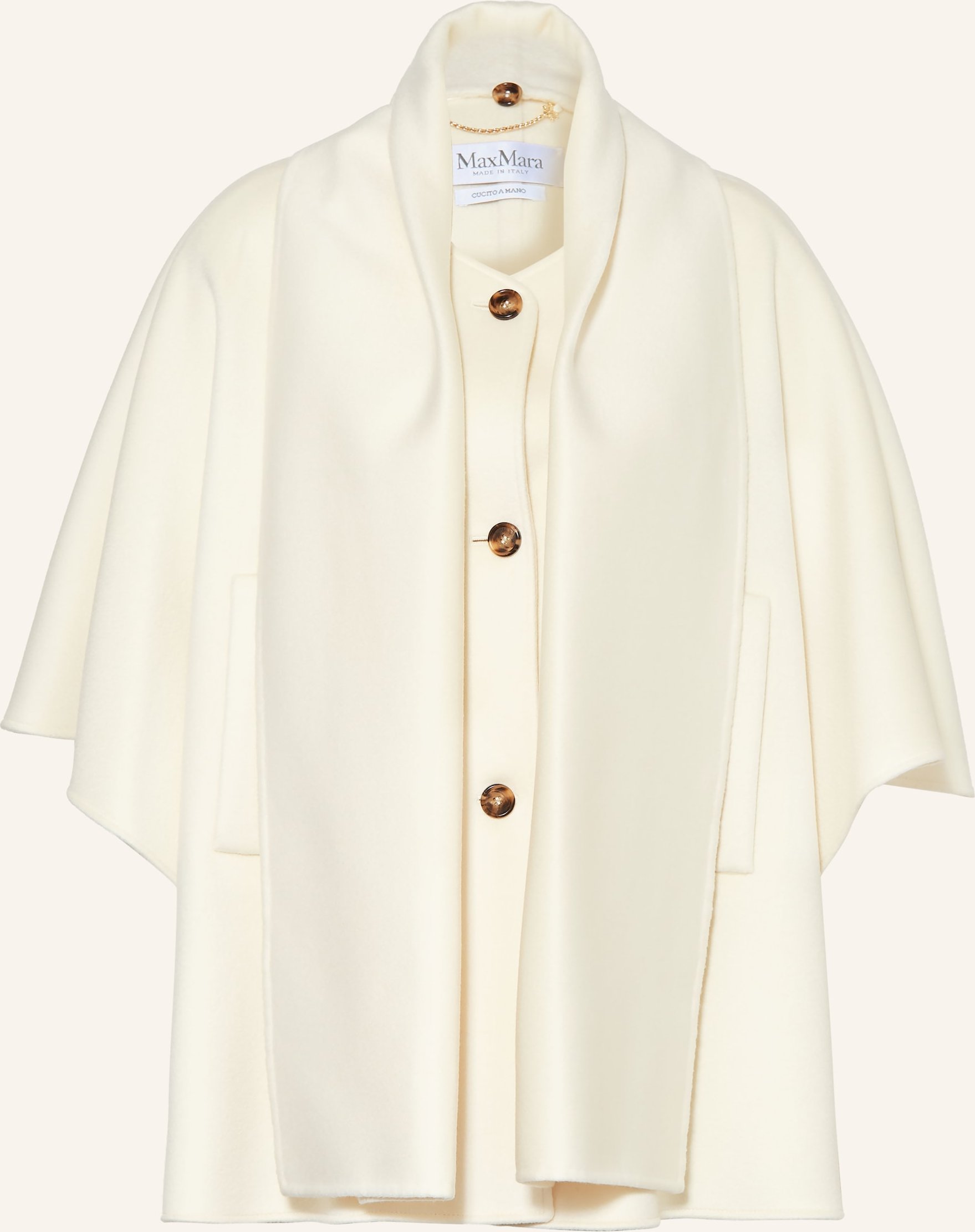 Max Mara Cashmere-Cape Ablasone Mit Abnehmbarem Schal weiss