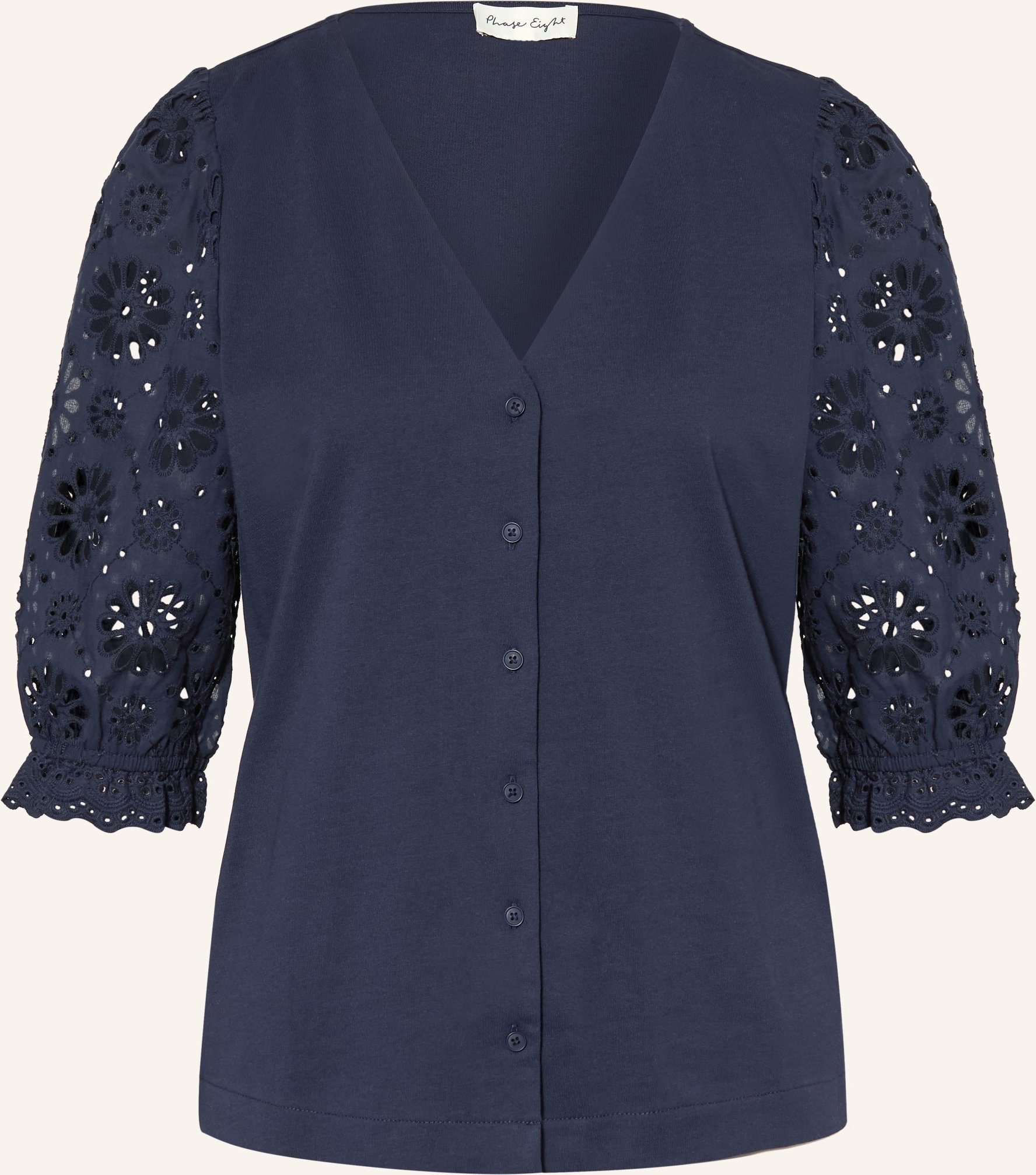 Phase Eight Bluse Eleanor Im Materialmix Mit Lochspitze blau