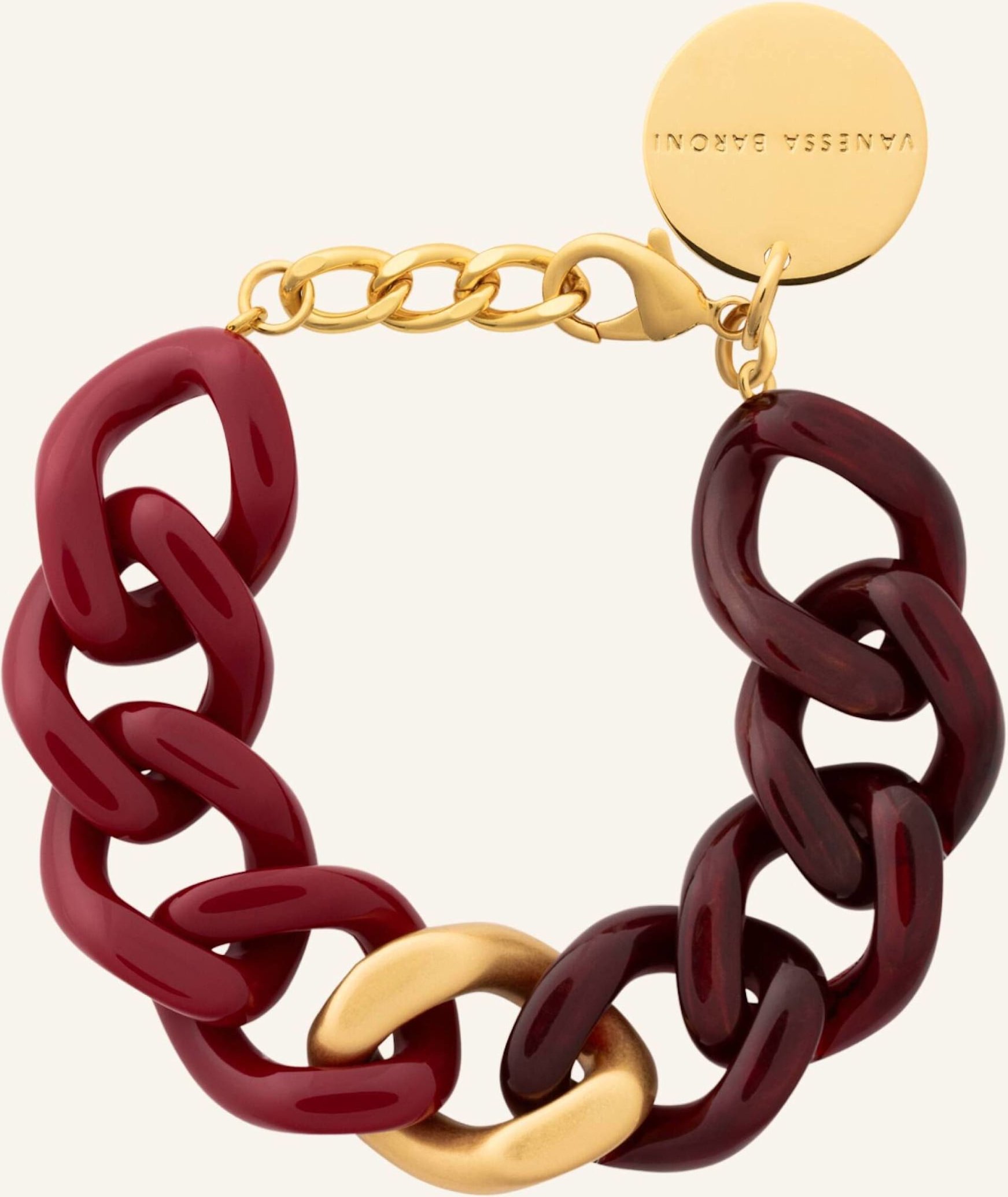 Vanessa Baroni Armband Flat Chain Bracelet Gold Bordeaux-Bordeaux Marble By Glambou gold