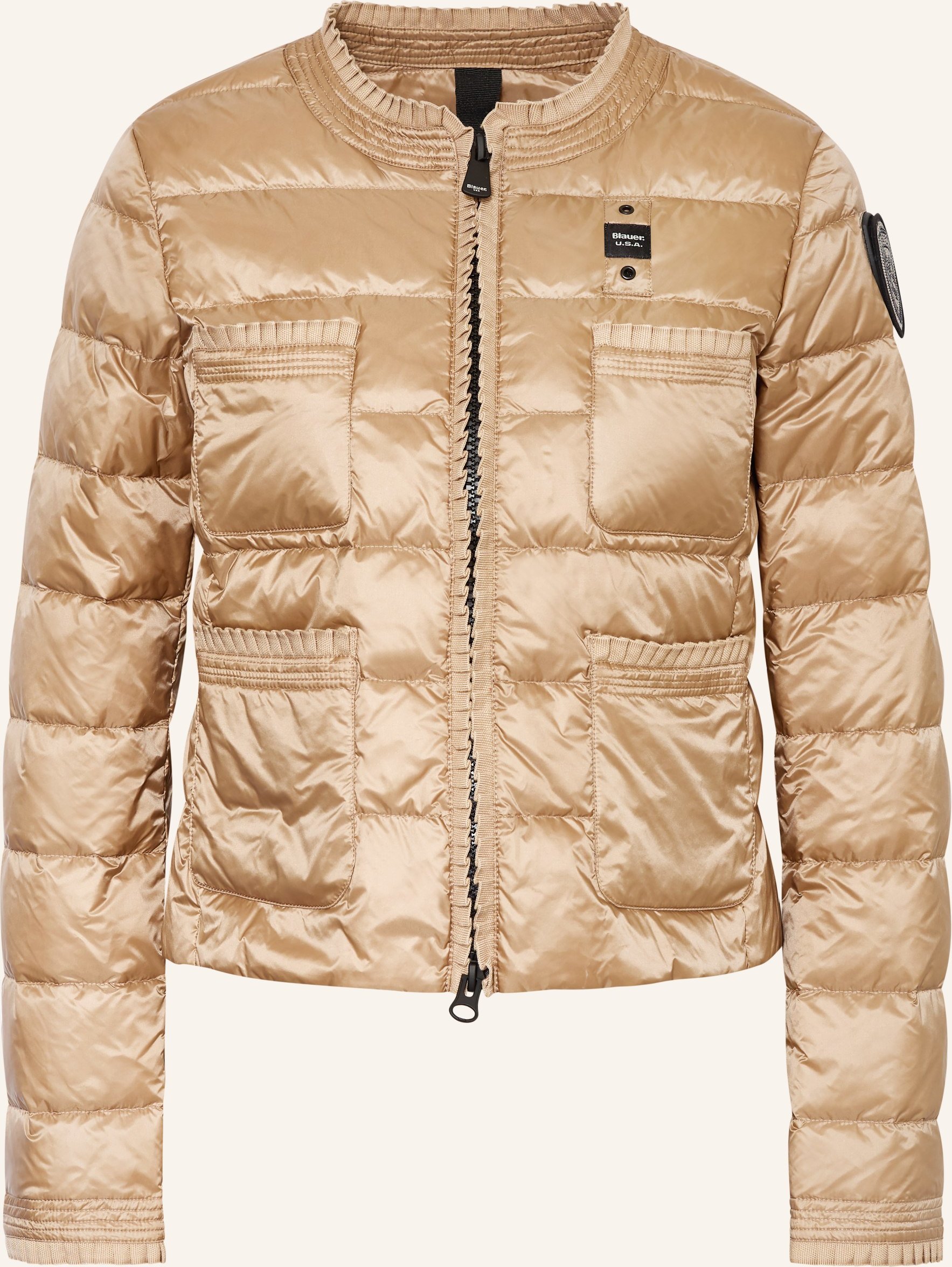 Blauer Lightweight-Daunenjacke Mit Rüschen beige