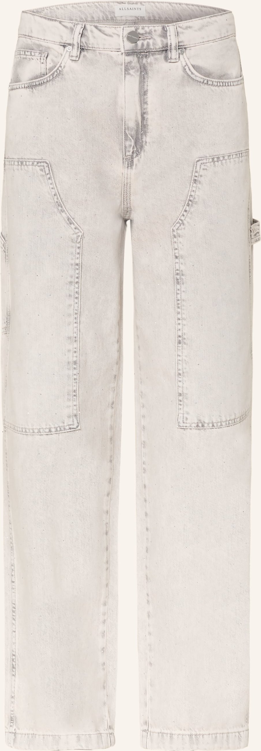 Allsaints Straight Jeans Mia Mit Schmucksteinen grau