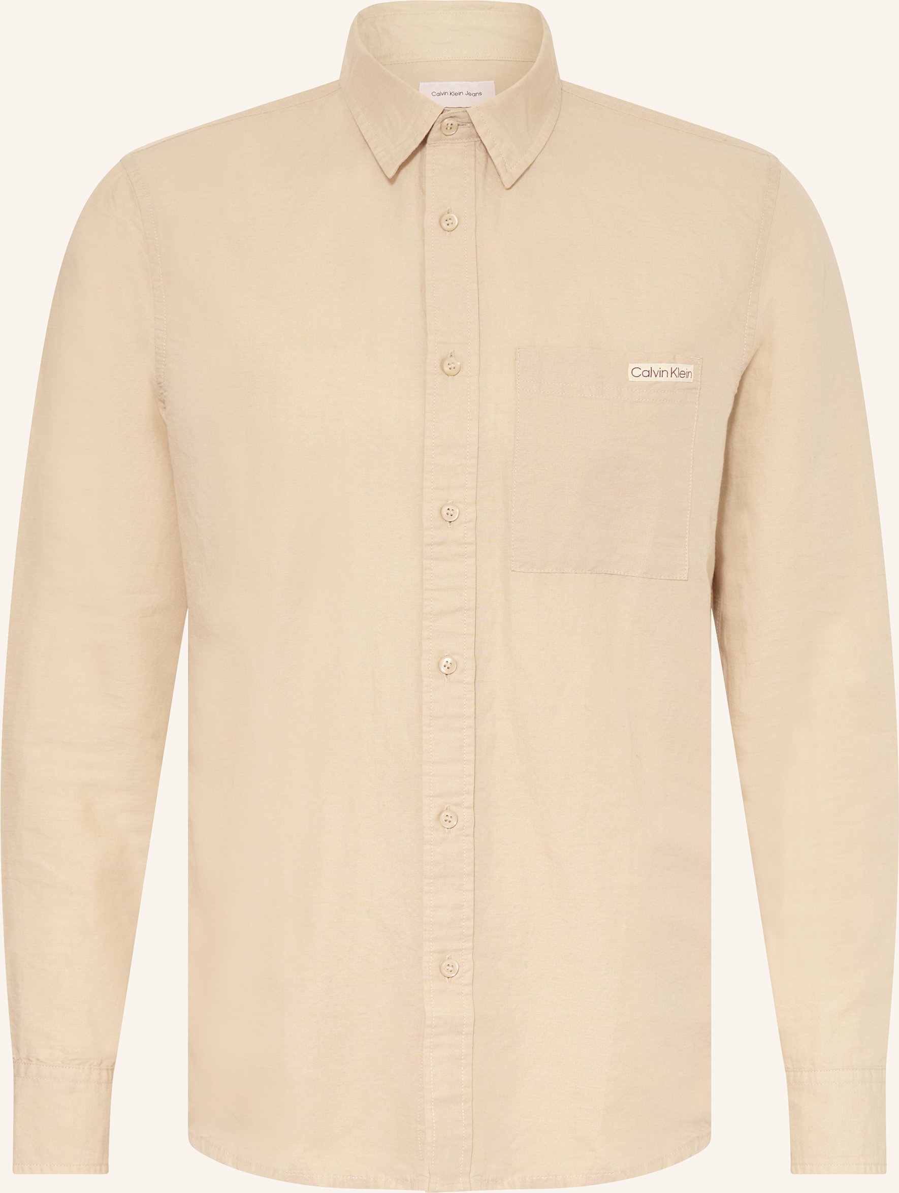 Thumbnail - Calvin Klein Jeans Hemd Regular Fit Mit Leinen beige