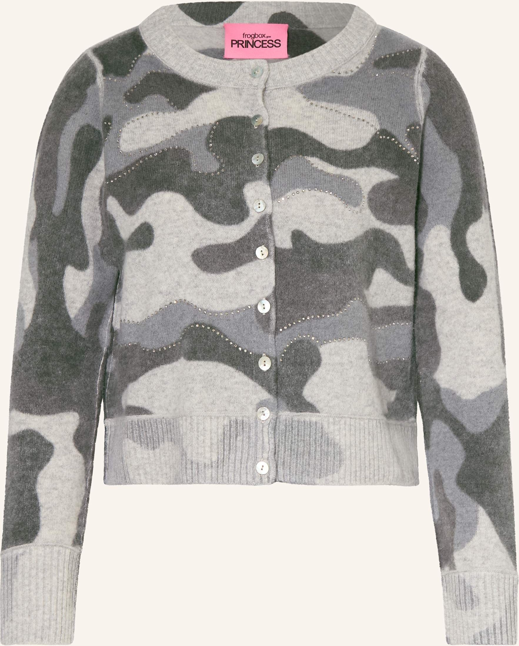 Frogbox Strickjacke Mit Schmucksteinen grau