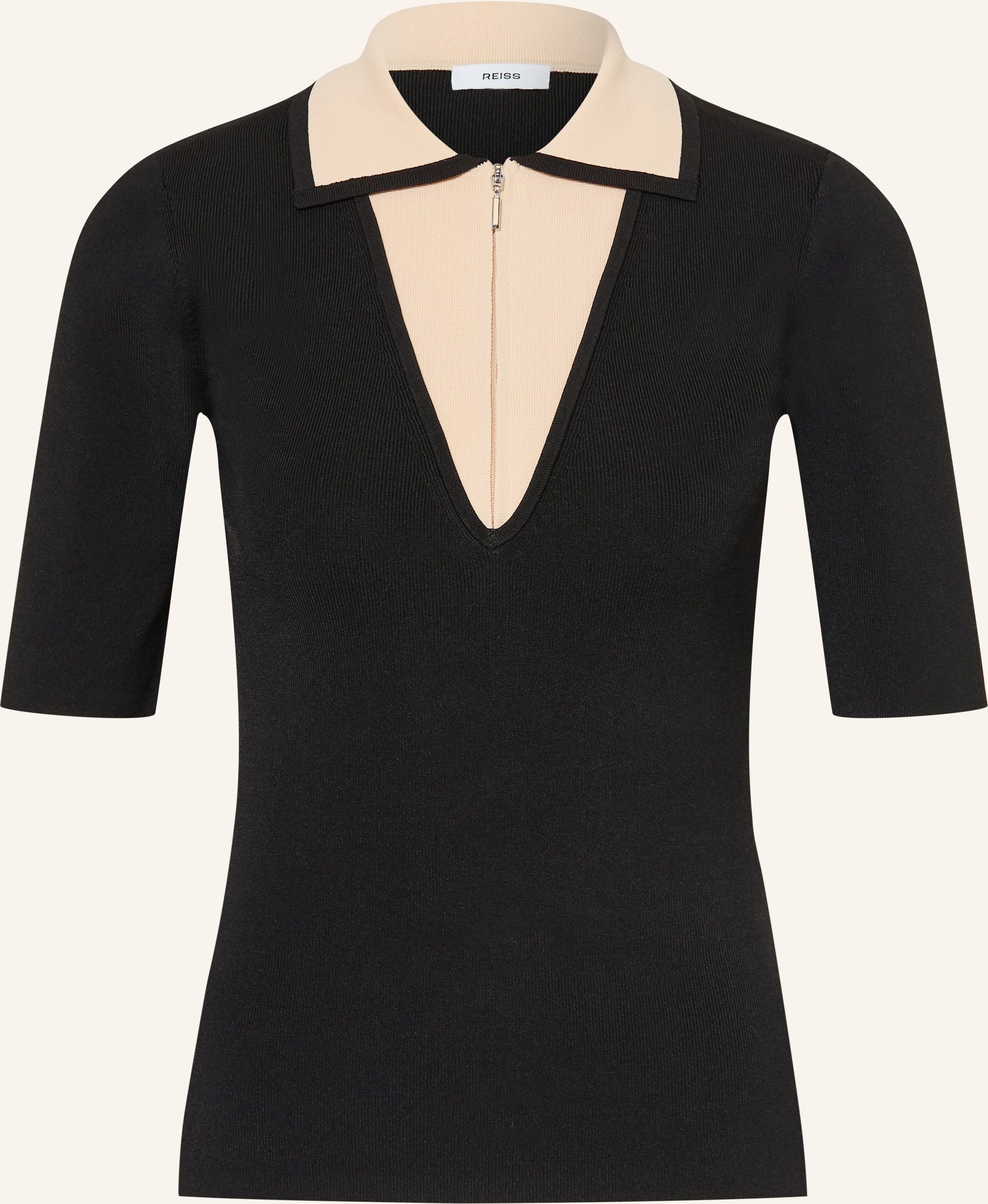 Reiss Strick-Poloshirt schwarz