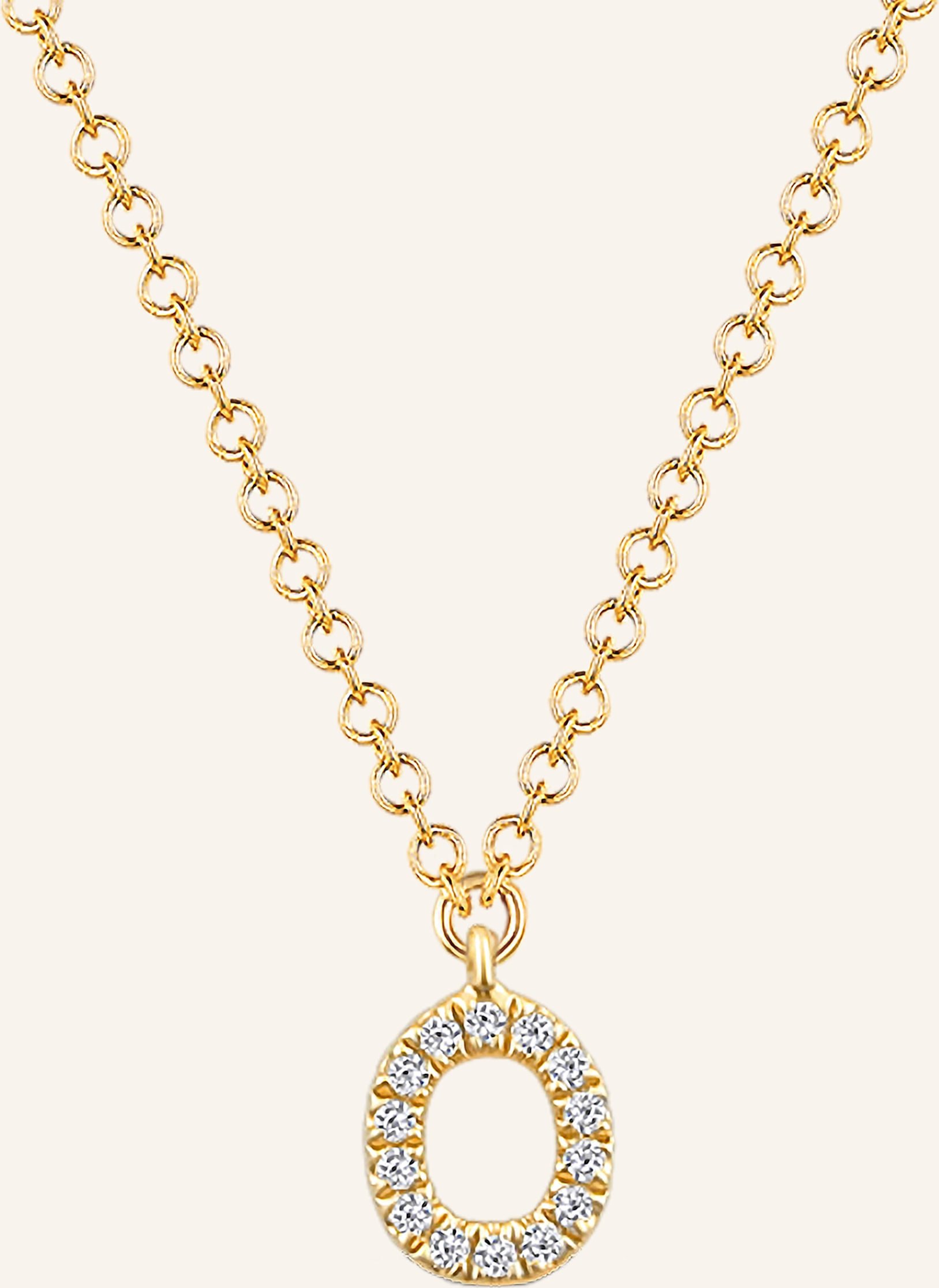 Leaf Initialien Halskette „O“ Aus 14 Karat Gelbgold Mit Diamanten gold