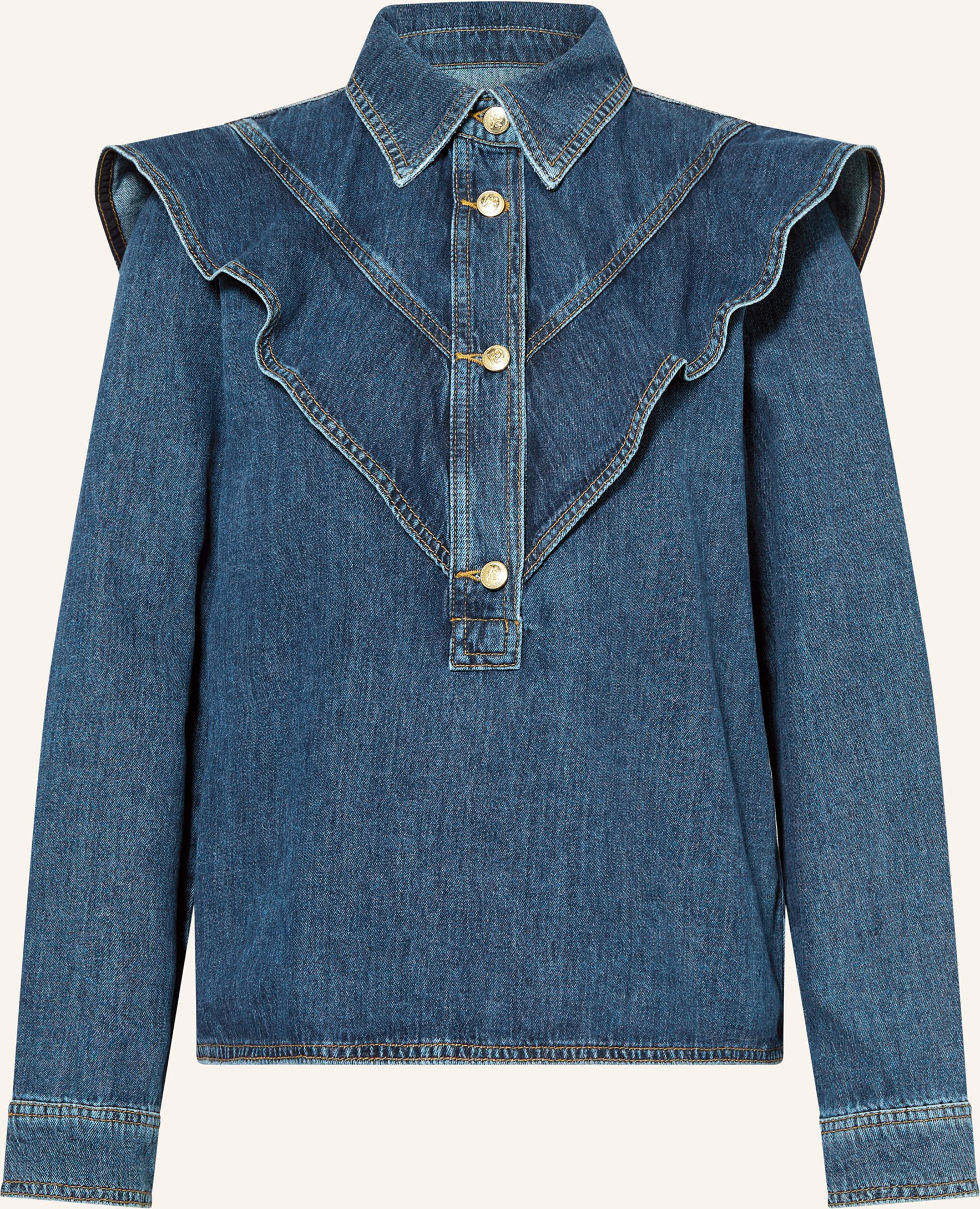 Mos Mosh Blusenshirt Mmirina Mit Volants blau