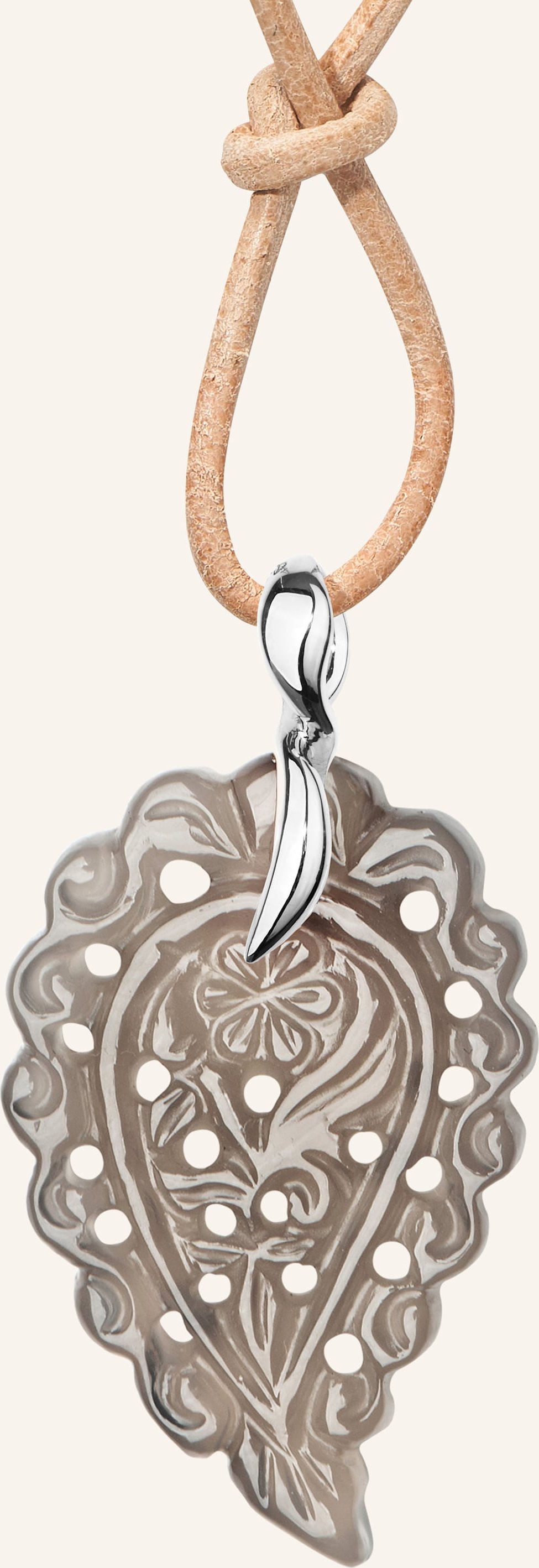 Tamara Comolli Anhänger Pendant India Small Grey Chalcedony Grauer Chalcedon 18k Weißgold silber