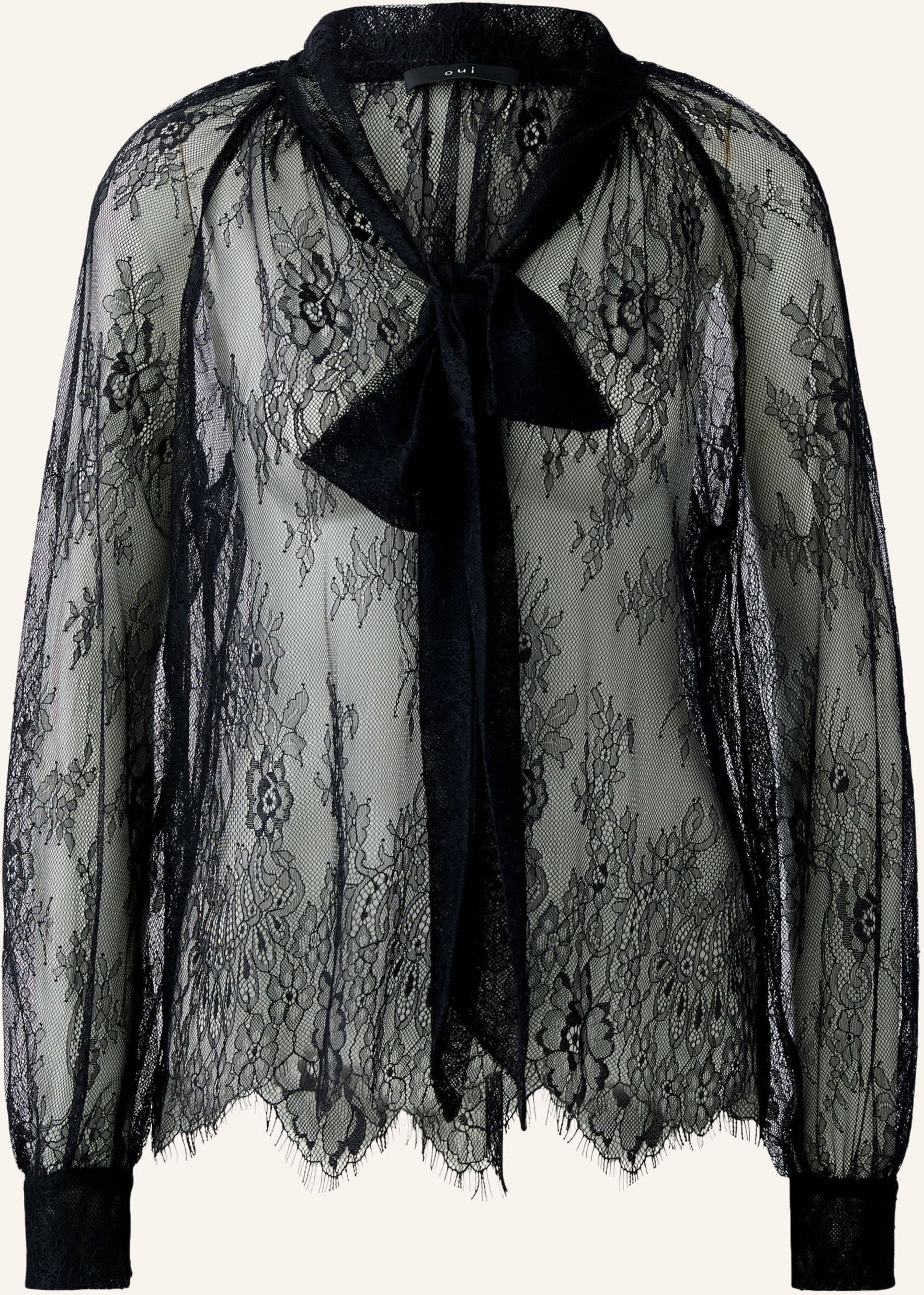 Oui Schluppenbluse Aus Spitze schwarz