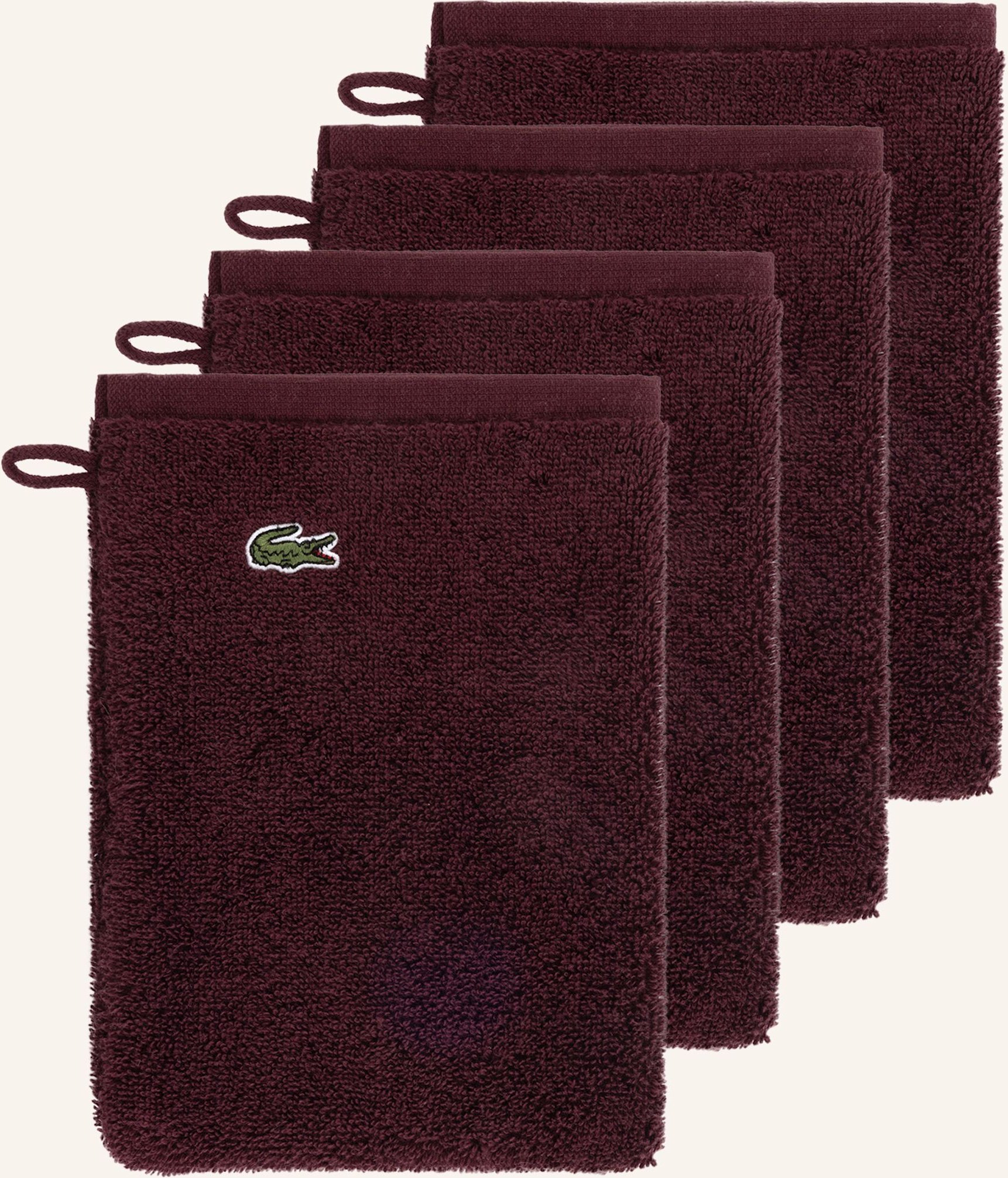 Lacoste Waschhandschuh 4er Set Llecroco rot