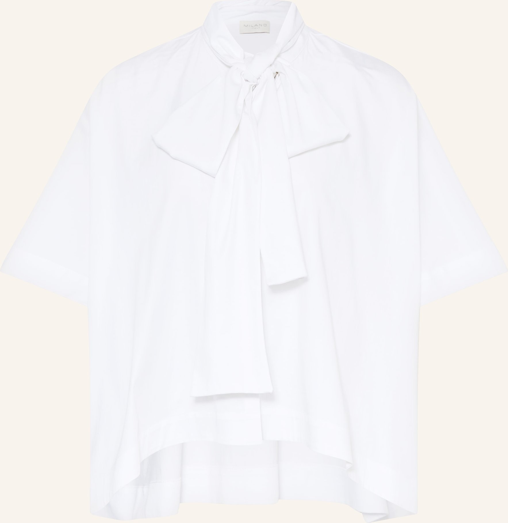 Milano Italy Oversized-Bluse Mit Abnehmbarer Schluppe weiss