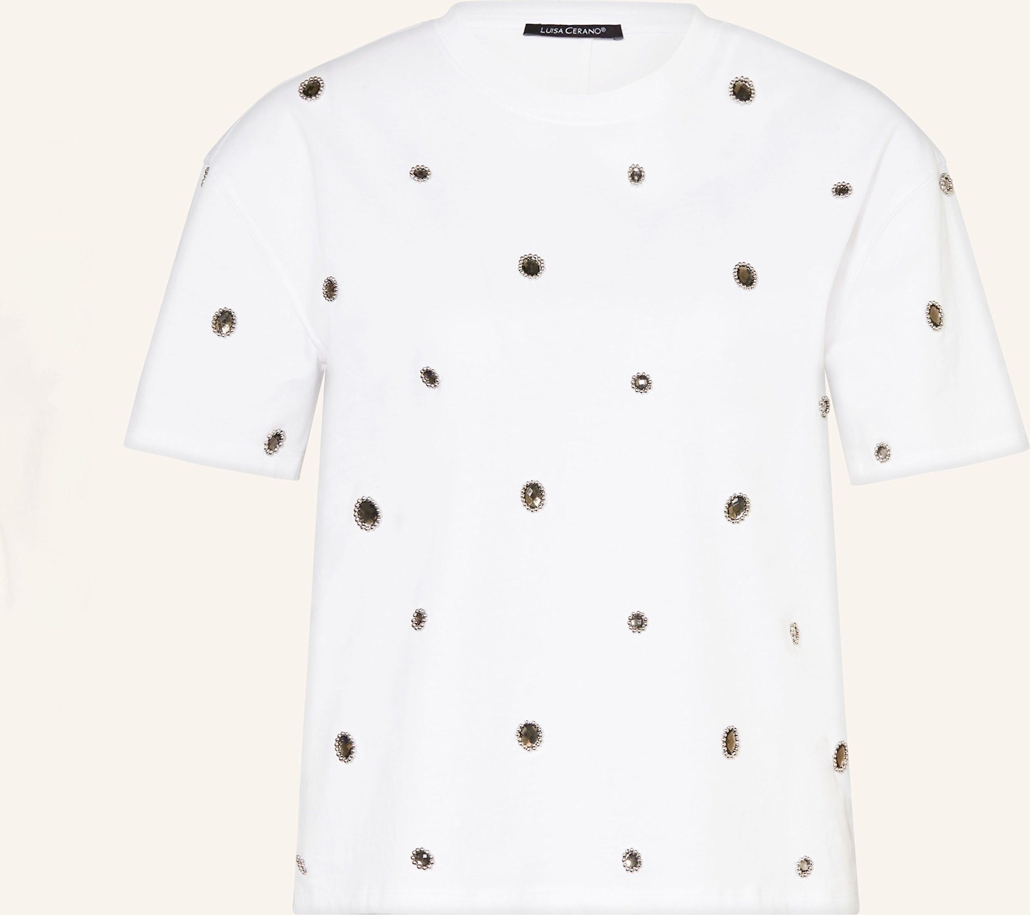 Thumbnail - Luisa Cerano T-Shirt Mit Schmucksteinen weiss