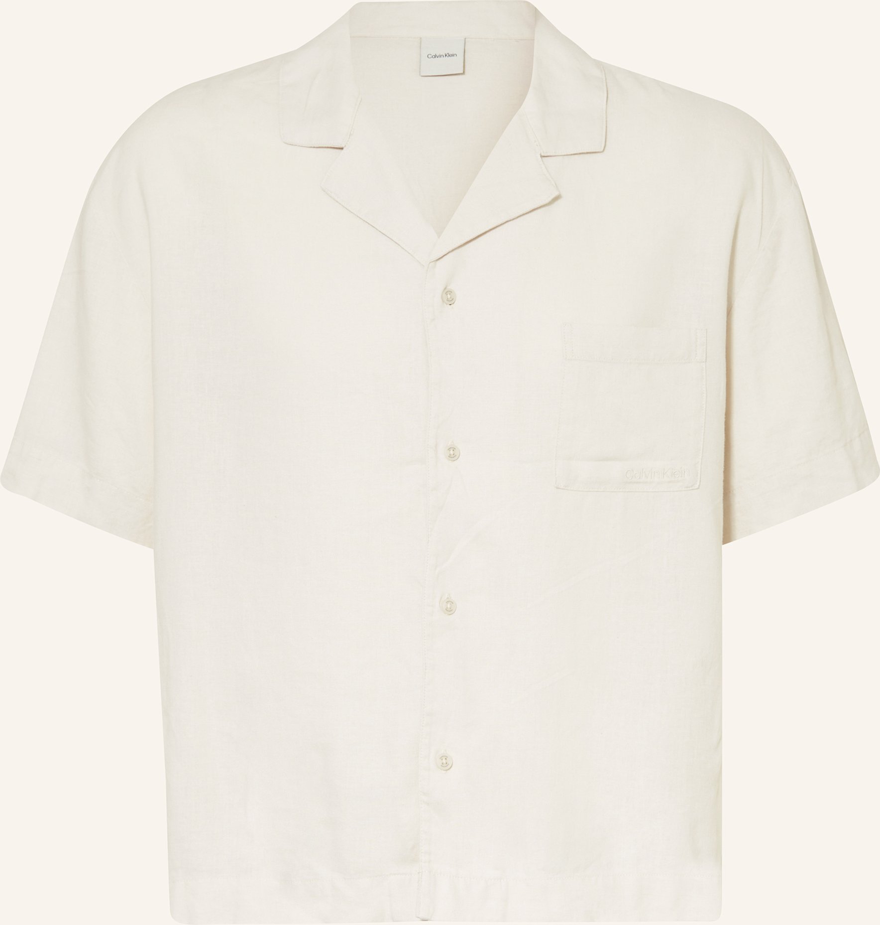 Thumbnail - Calvin Klein Schlafshirt Linen Blend Mit Leinen weiss