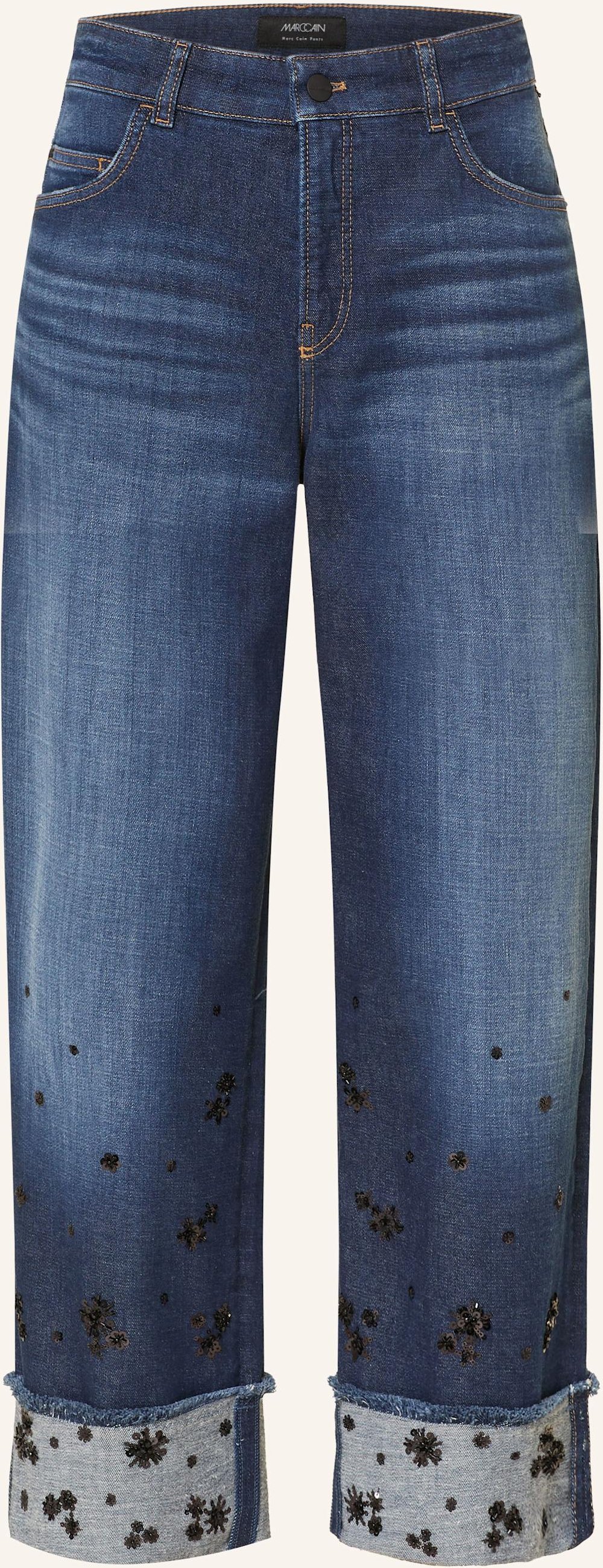 Marc Cain Wide Leg Jeans Wukari Mit Pailletten blau