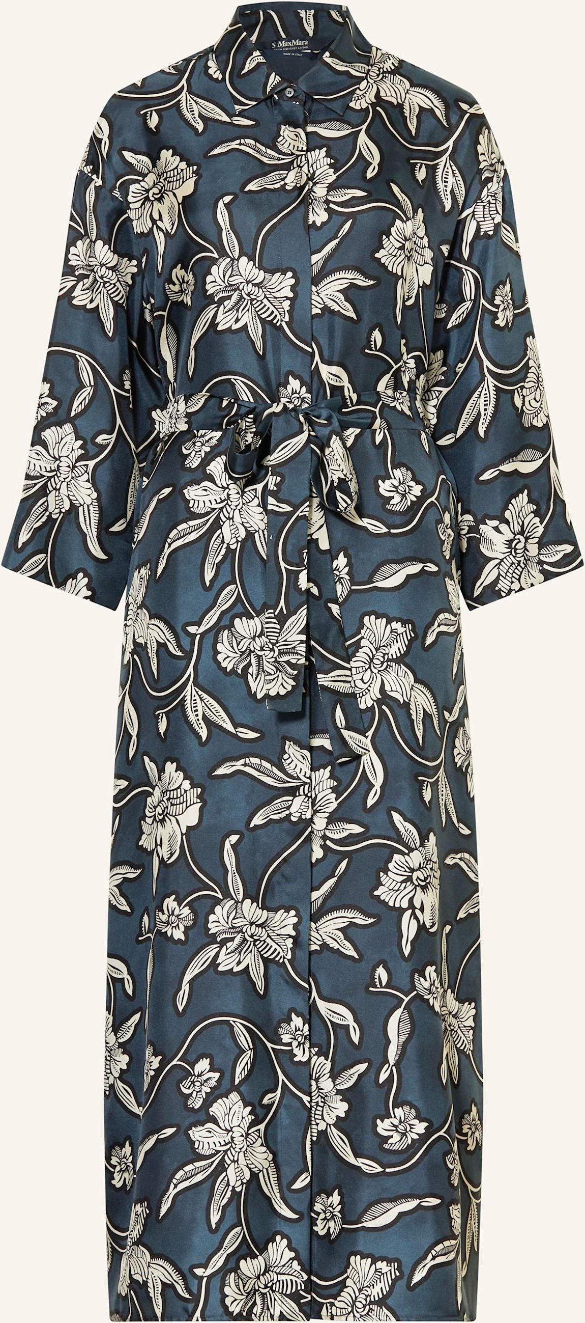 S Max Mara Hemdblusenkleid Peonia Aus Seide Mit 3/4-Arm blau