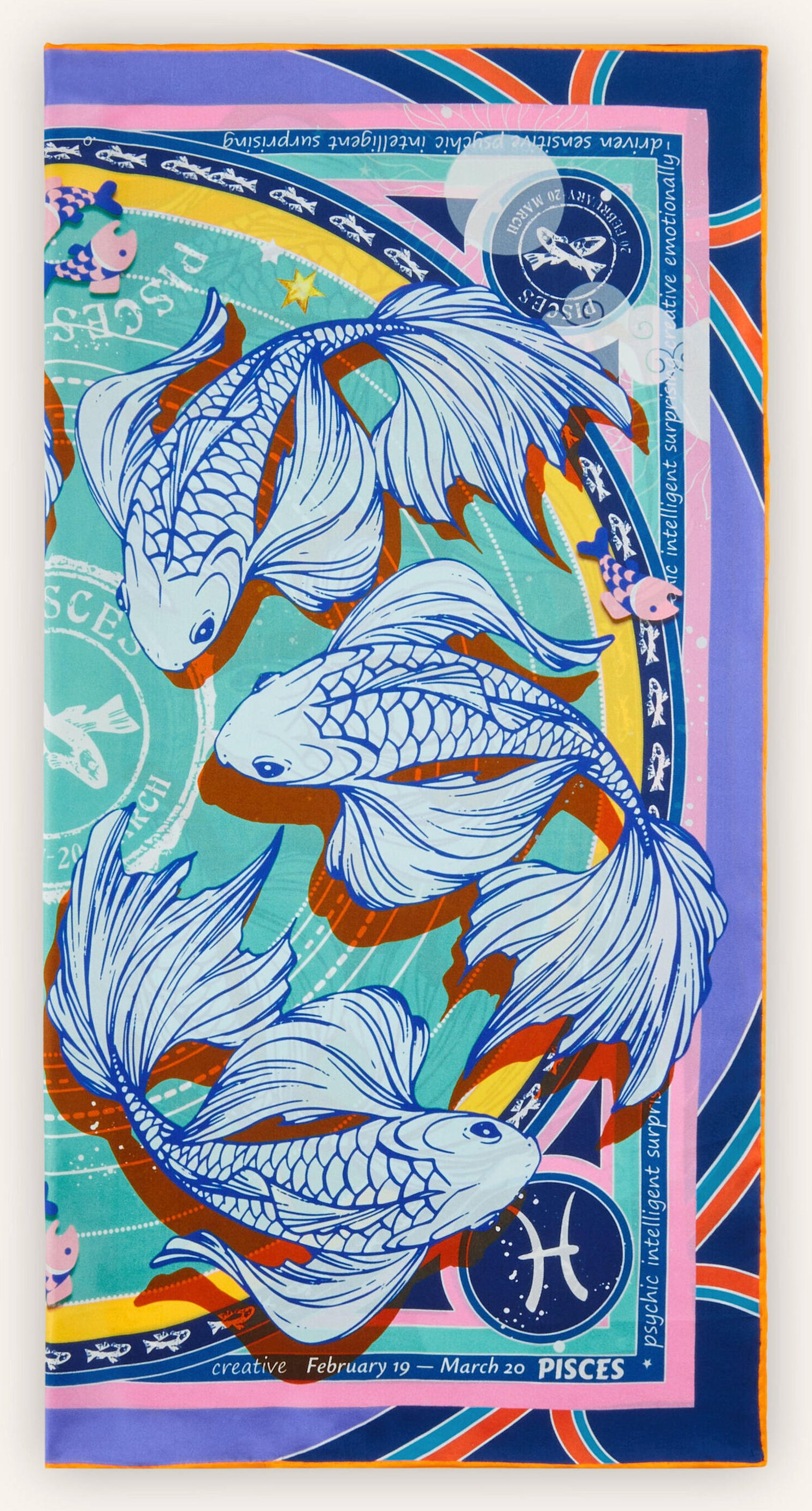 Codello Tuch Sternzeichen Fische blau