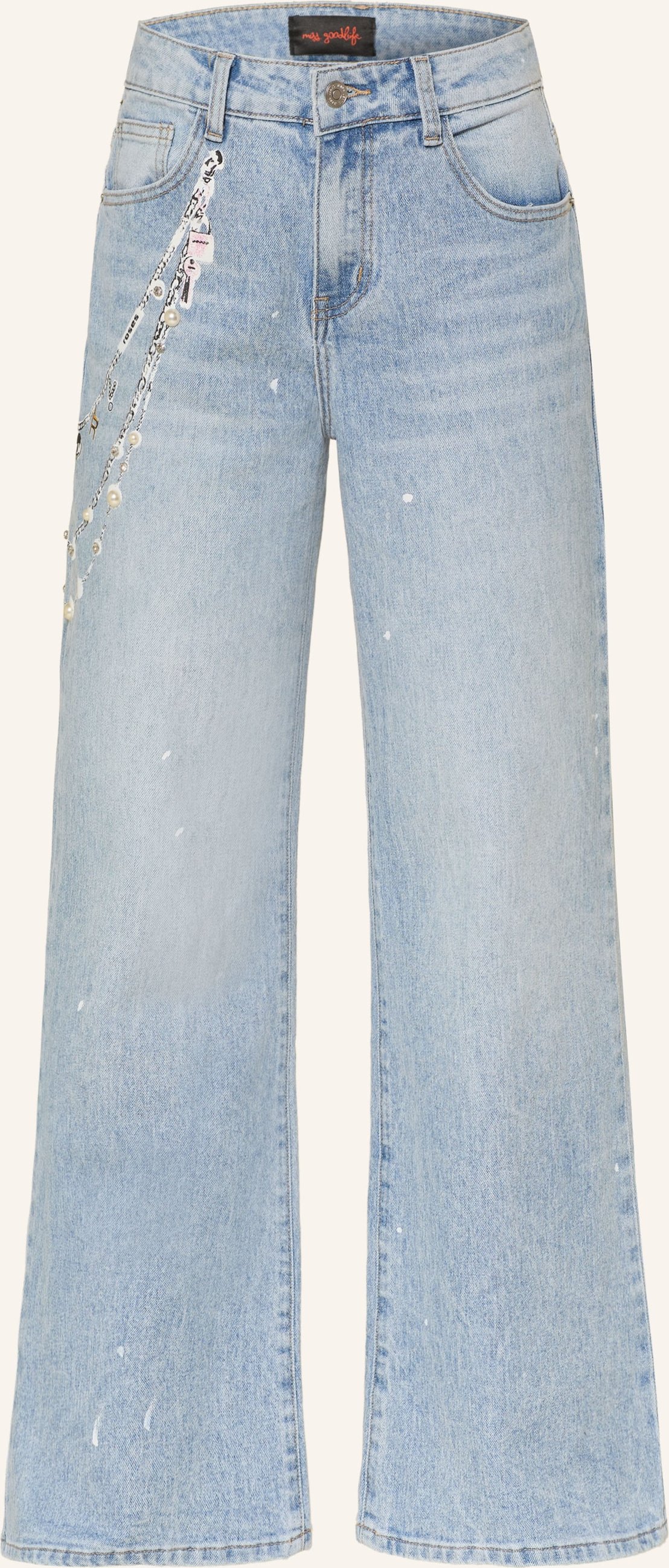 Miss Goodlife Wide Leg Jeans Mit Schmucksteinen blau