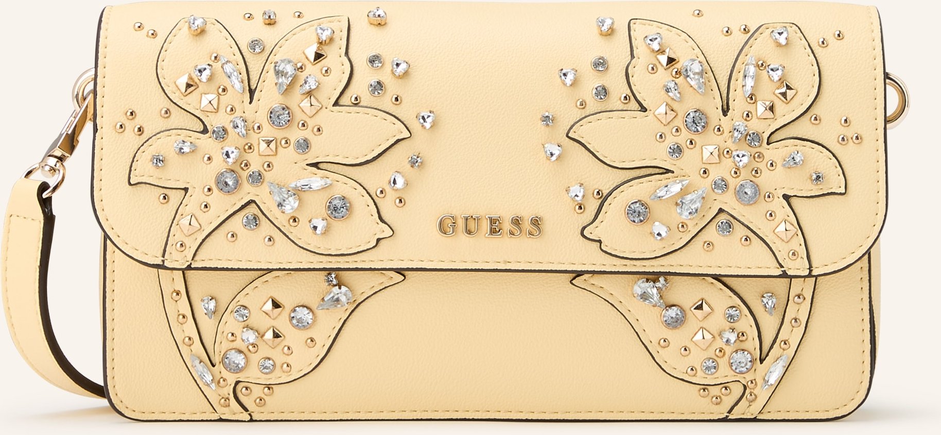 Thumbnail - Guess Schultertasche Sadie Mit Schmucksteinen gelb