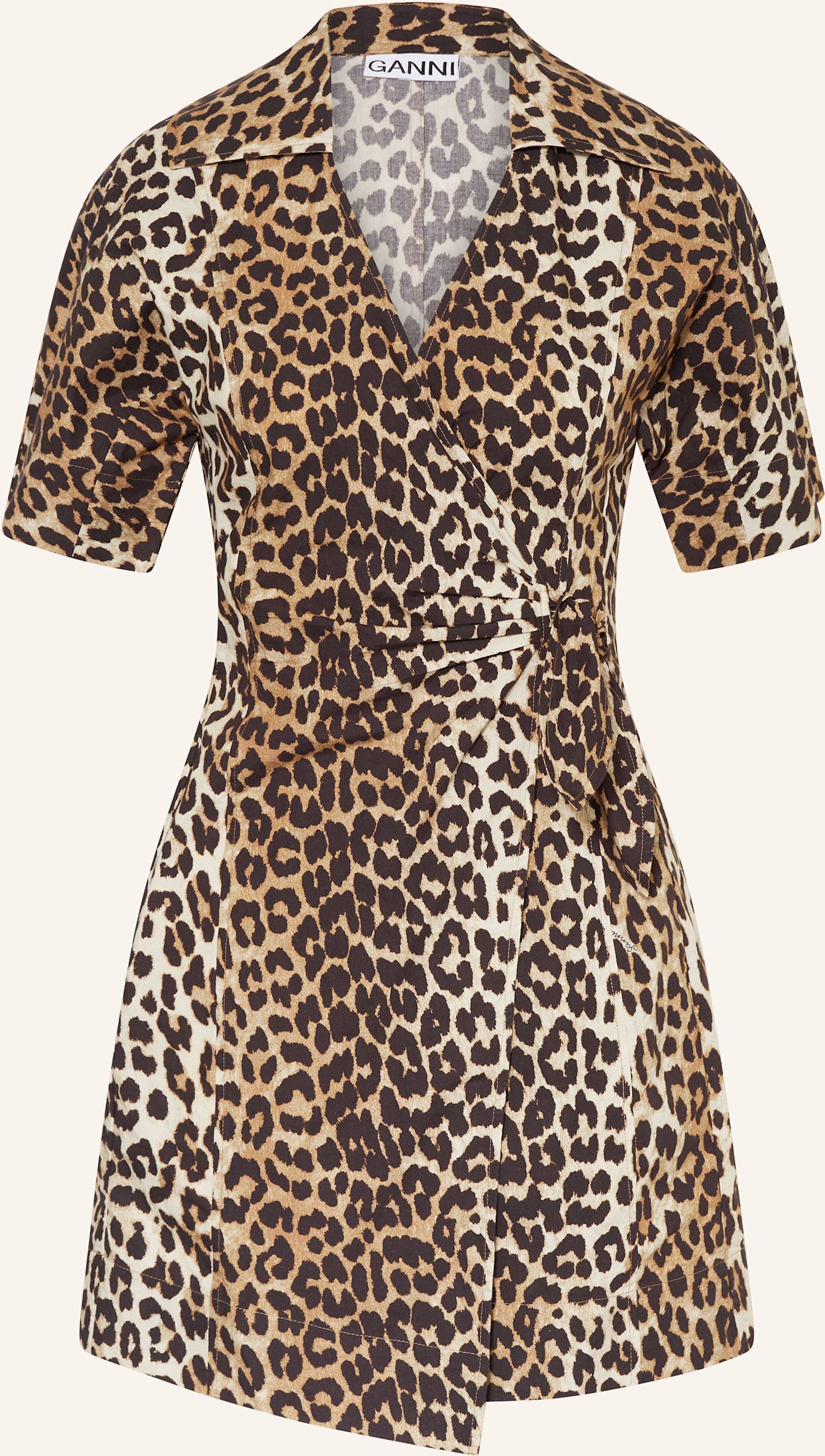 Ganni Wickelkleid beige