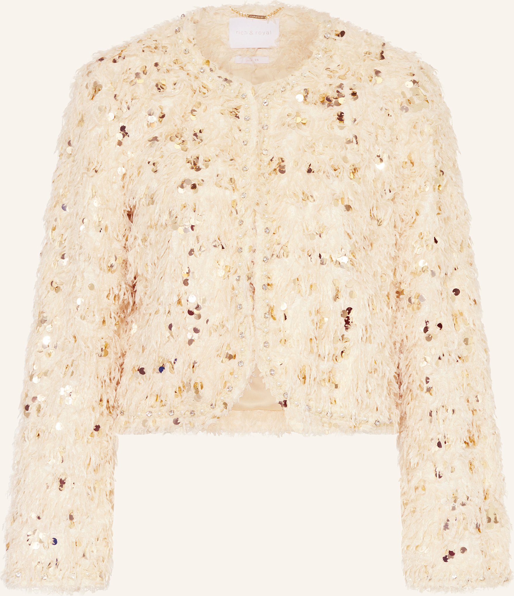 Rich & Royal Kastenjacke Mit Pailletten Und Schmucksteinen gold
