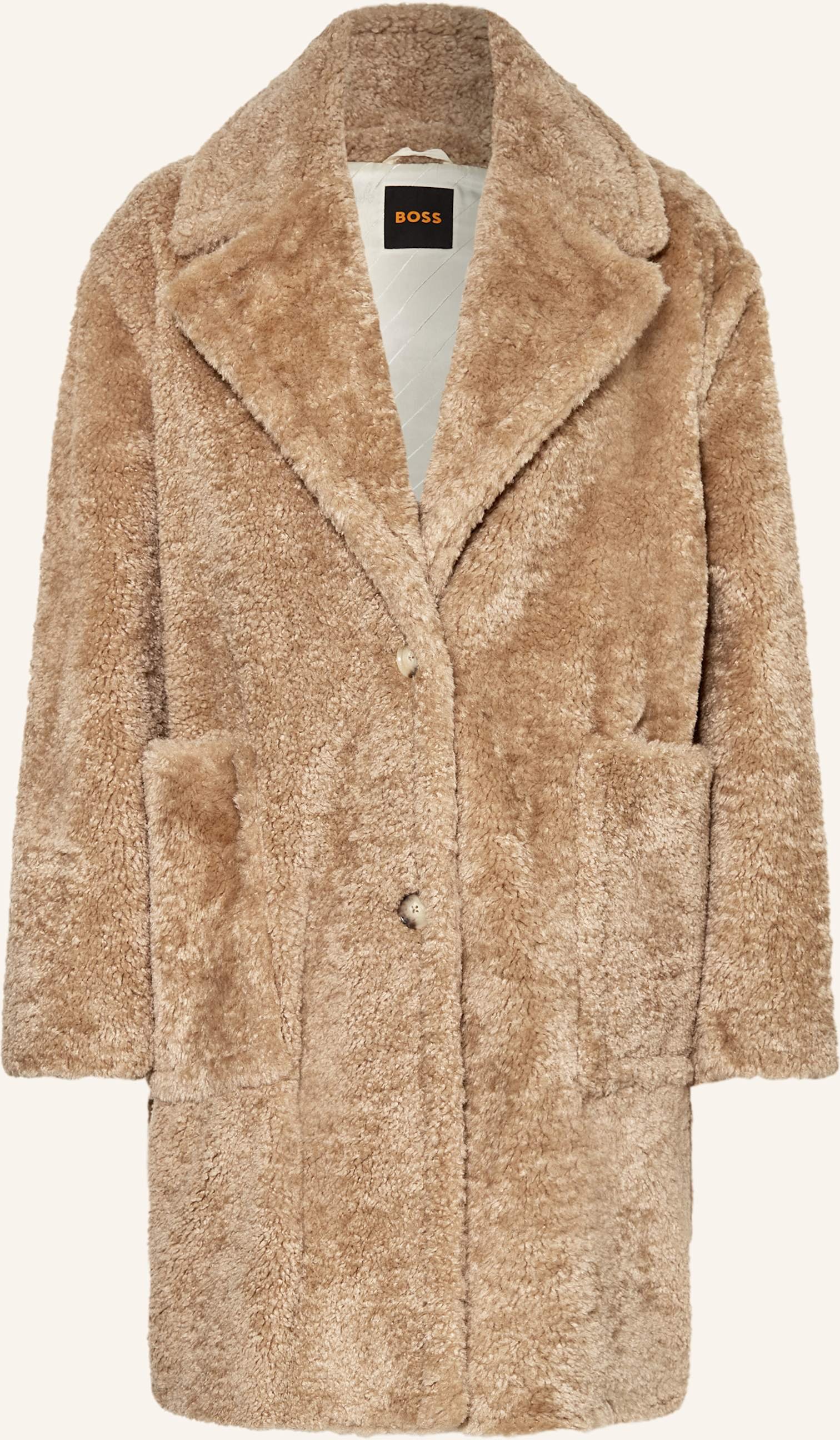 Boss Teddyfell-Mantel Catedy braun